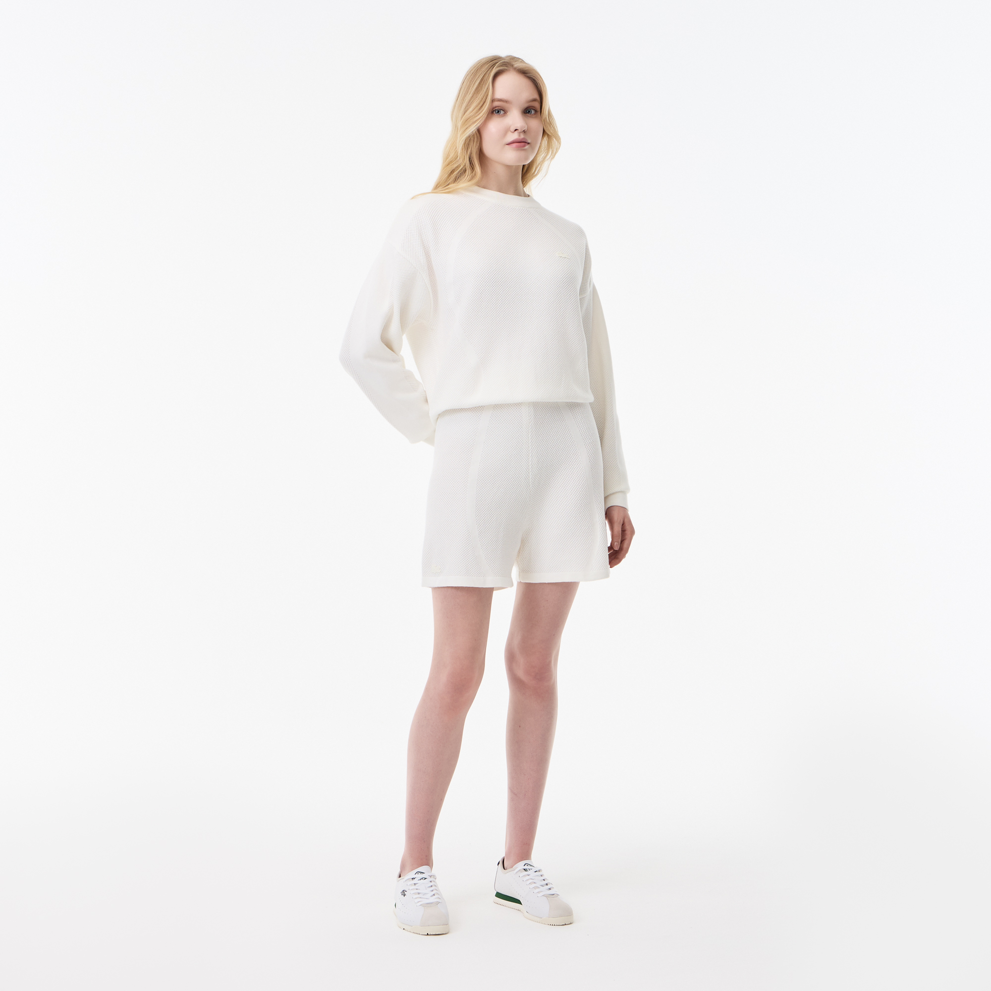 Женские рельефные шорты Lacoste, белый, арт. GF0504