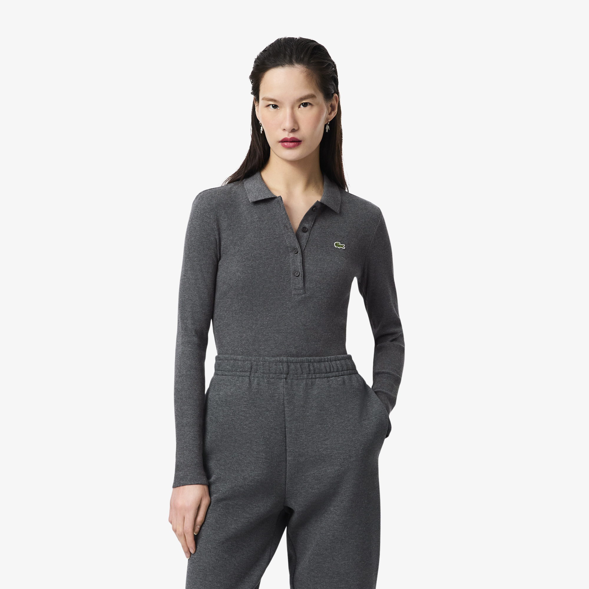 

Женское поло Lacoste приталенного кроя L.12.D, Серый