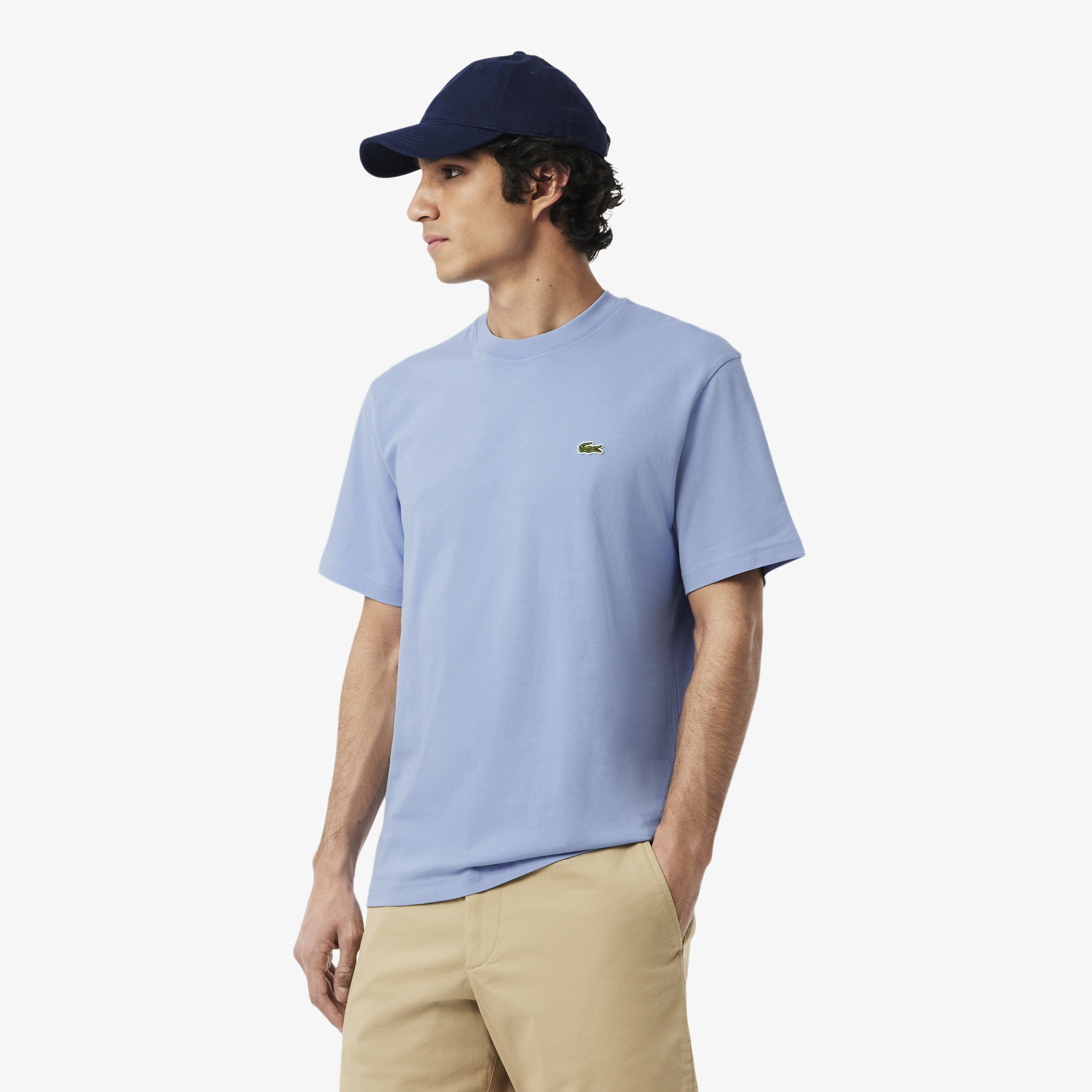 Мужская хлопковая футболка Lacoste с коротким рукавом, голубой, арт. TH7318