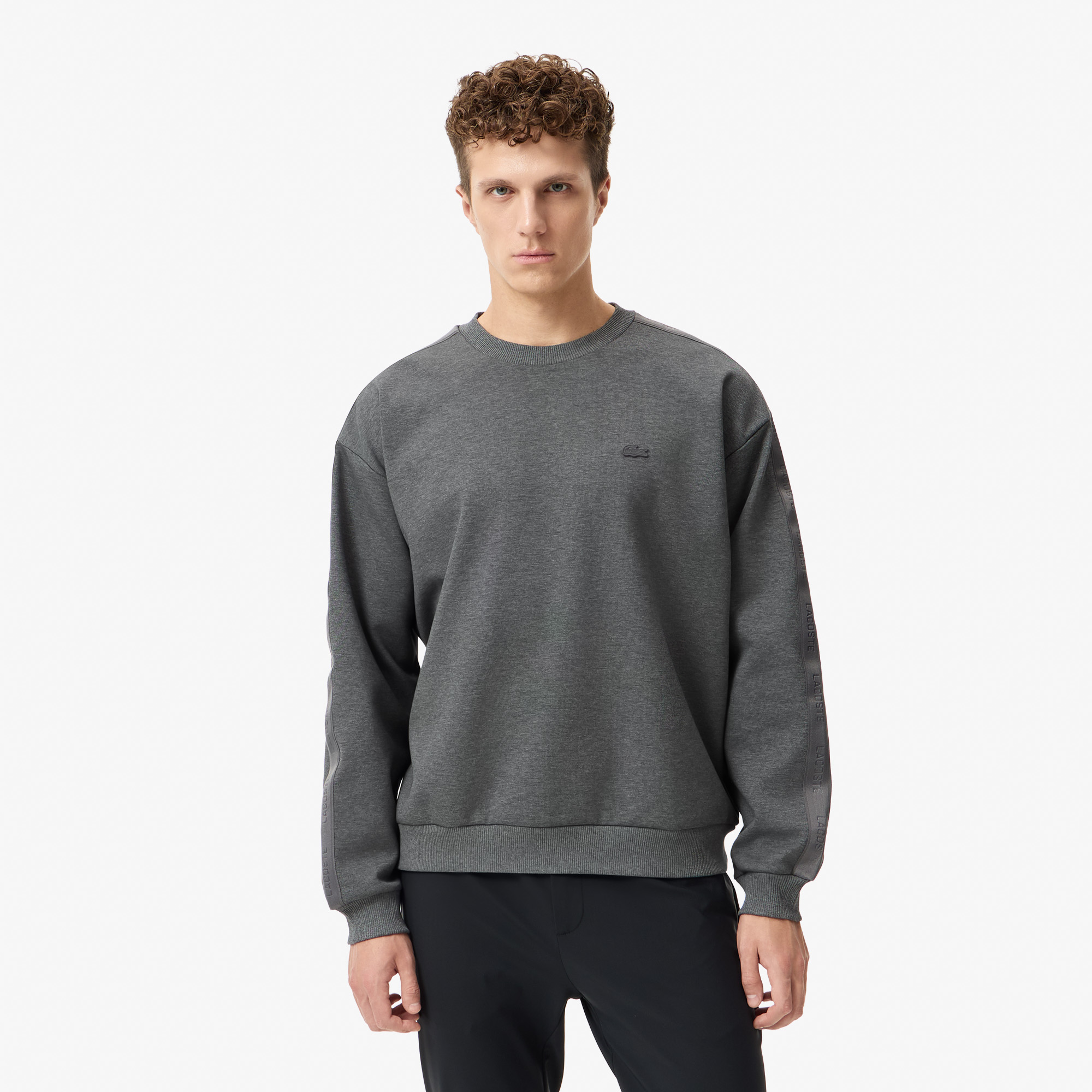 Мужской хлопковый свитшот Lacoste, серый, арт. SH2605