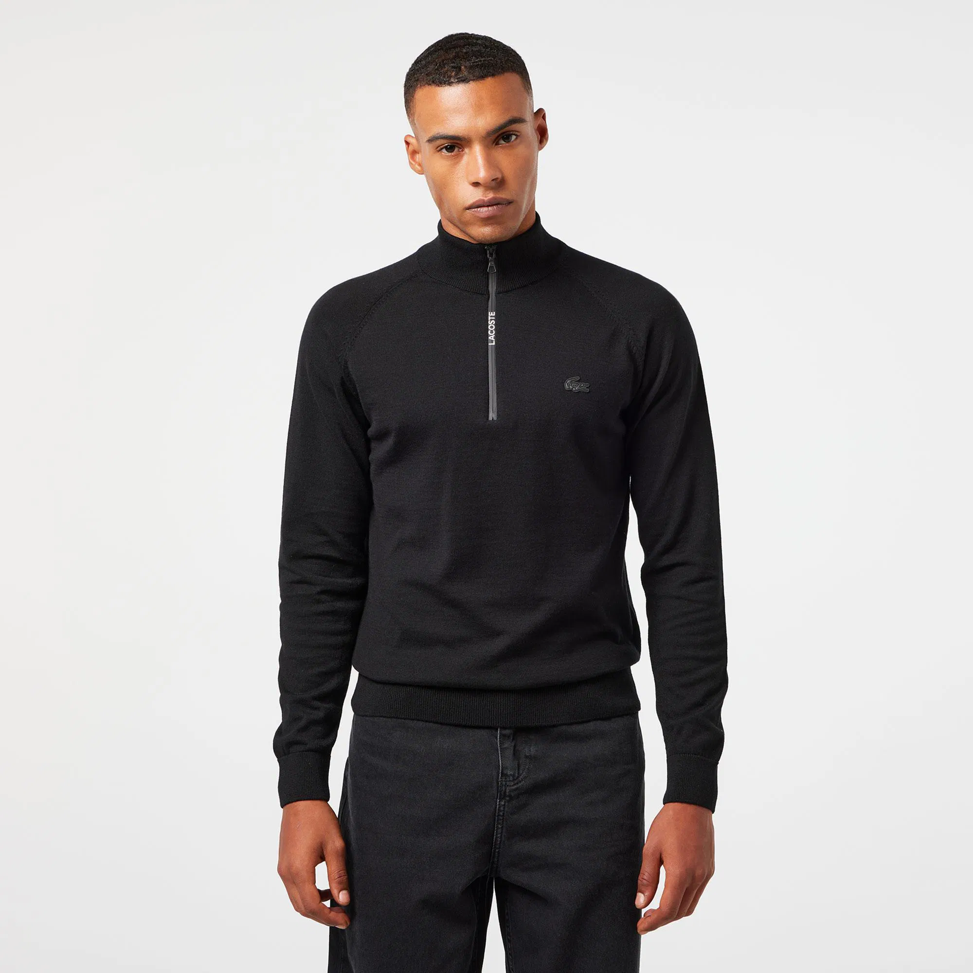 Мужской свитер Lacoste из шерсти и хлопка, черный, арт. AH2517