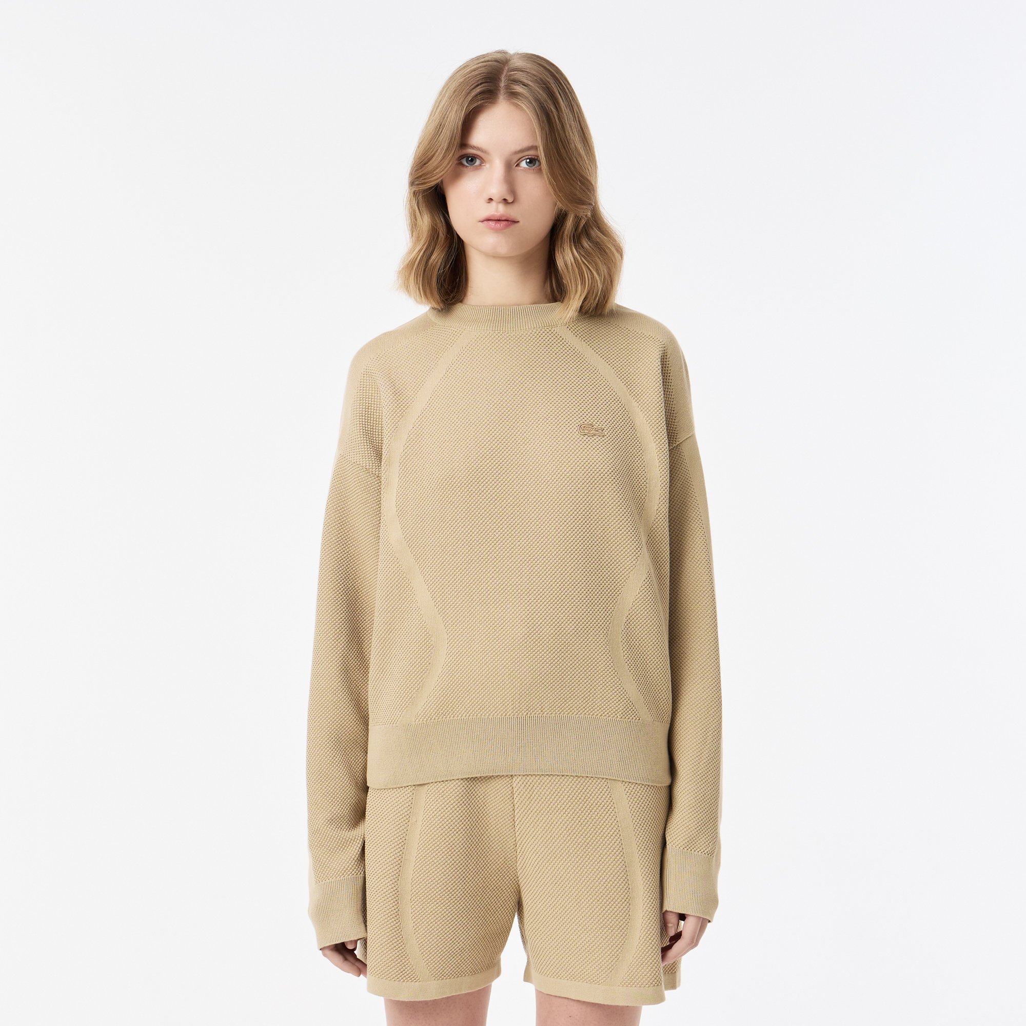 Женский свитер Lacoste из смеси хлопка, бежевый, арт. AF0504