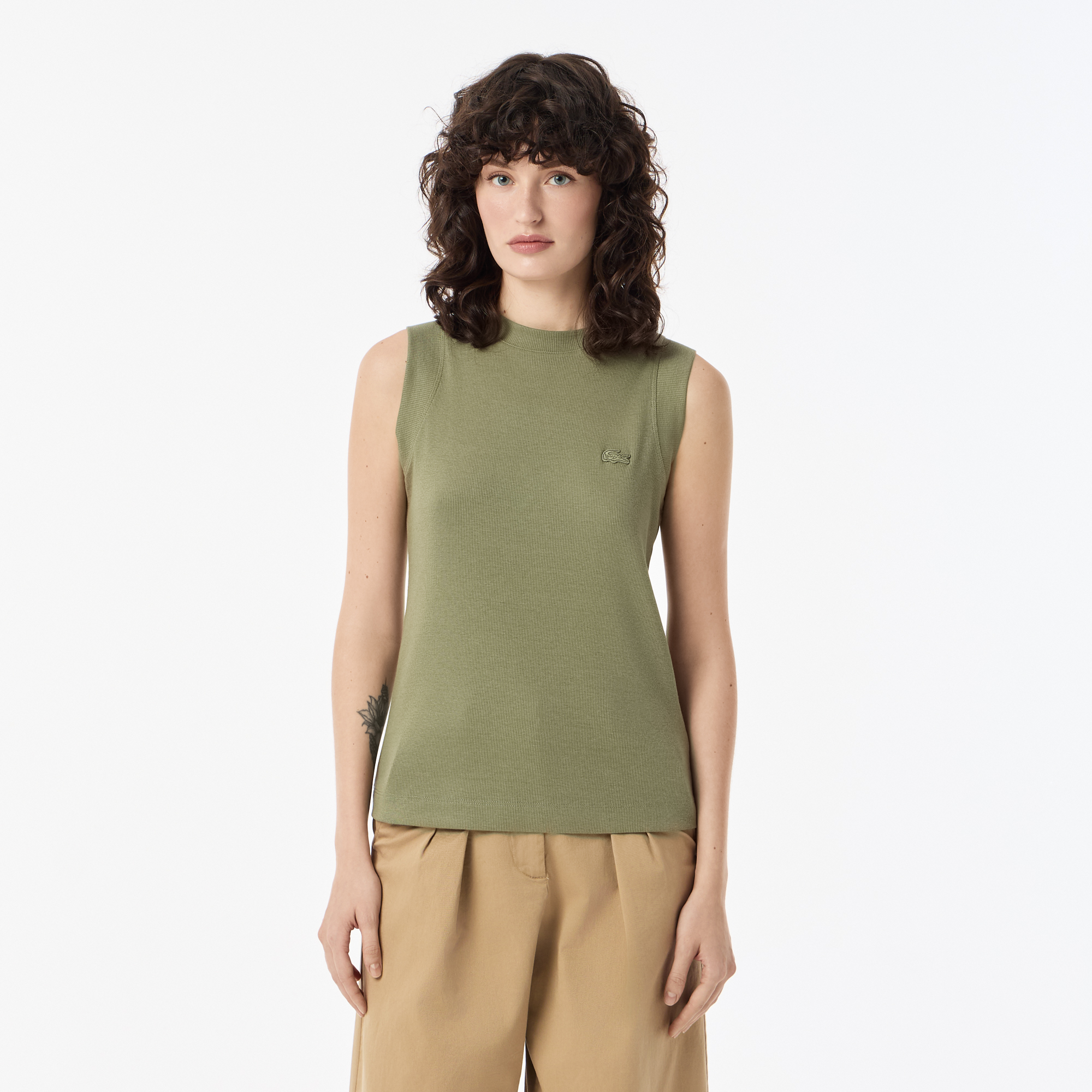 Женская футболка Lacoste Slim Fit, хаки, арт. TF0312