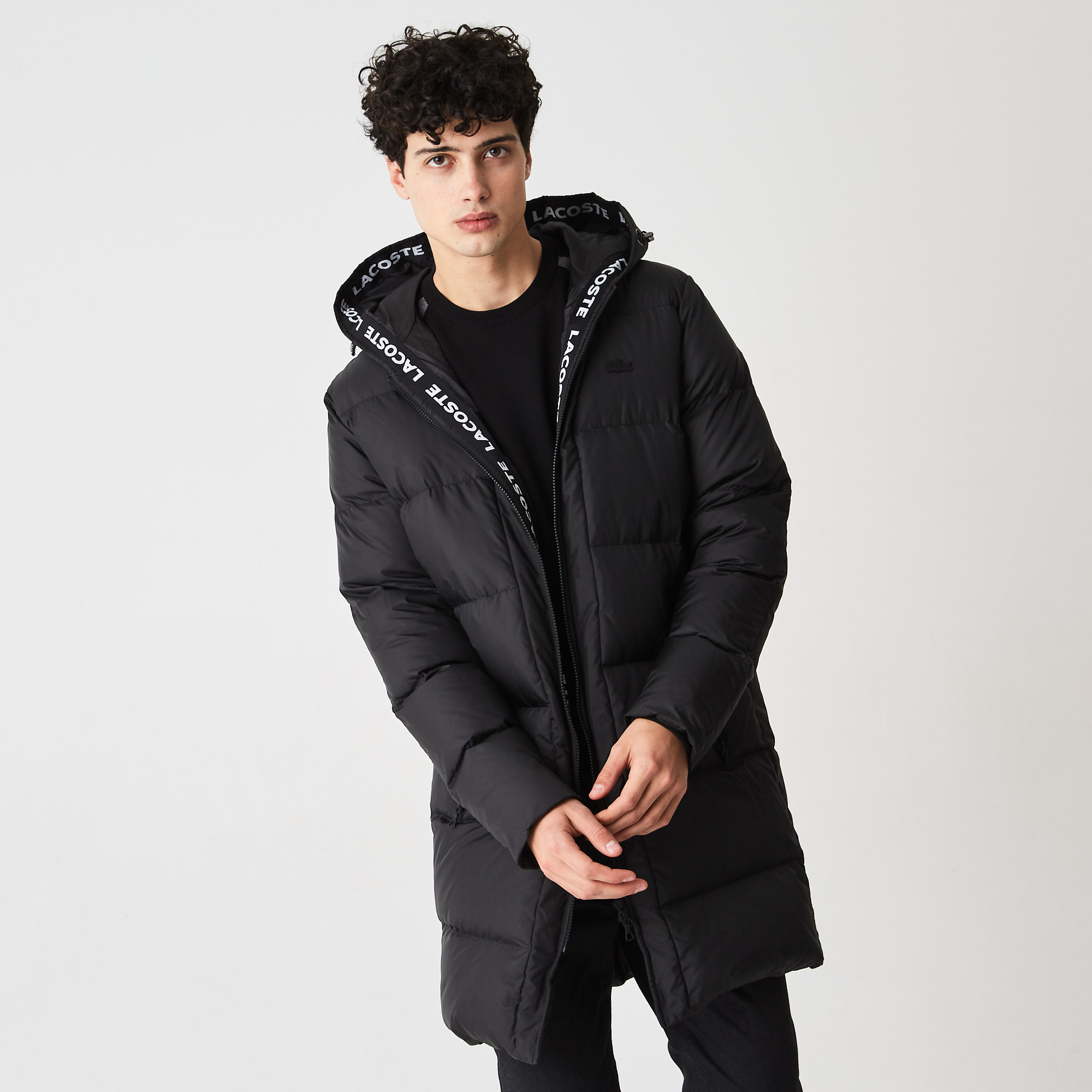 

Мужская утеплённая куртка Lacoste повседневного кроя, Чёрный