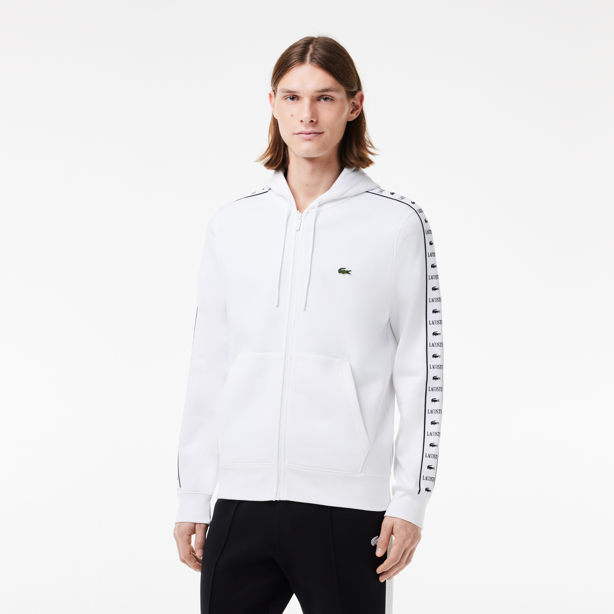 Мужская толстовка Lacoste Regular Fit из хлопка на молнии, белый, арт. SH7457