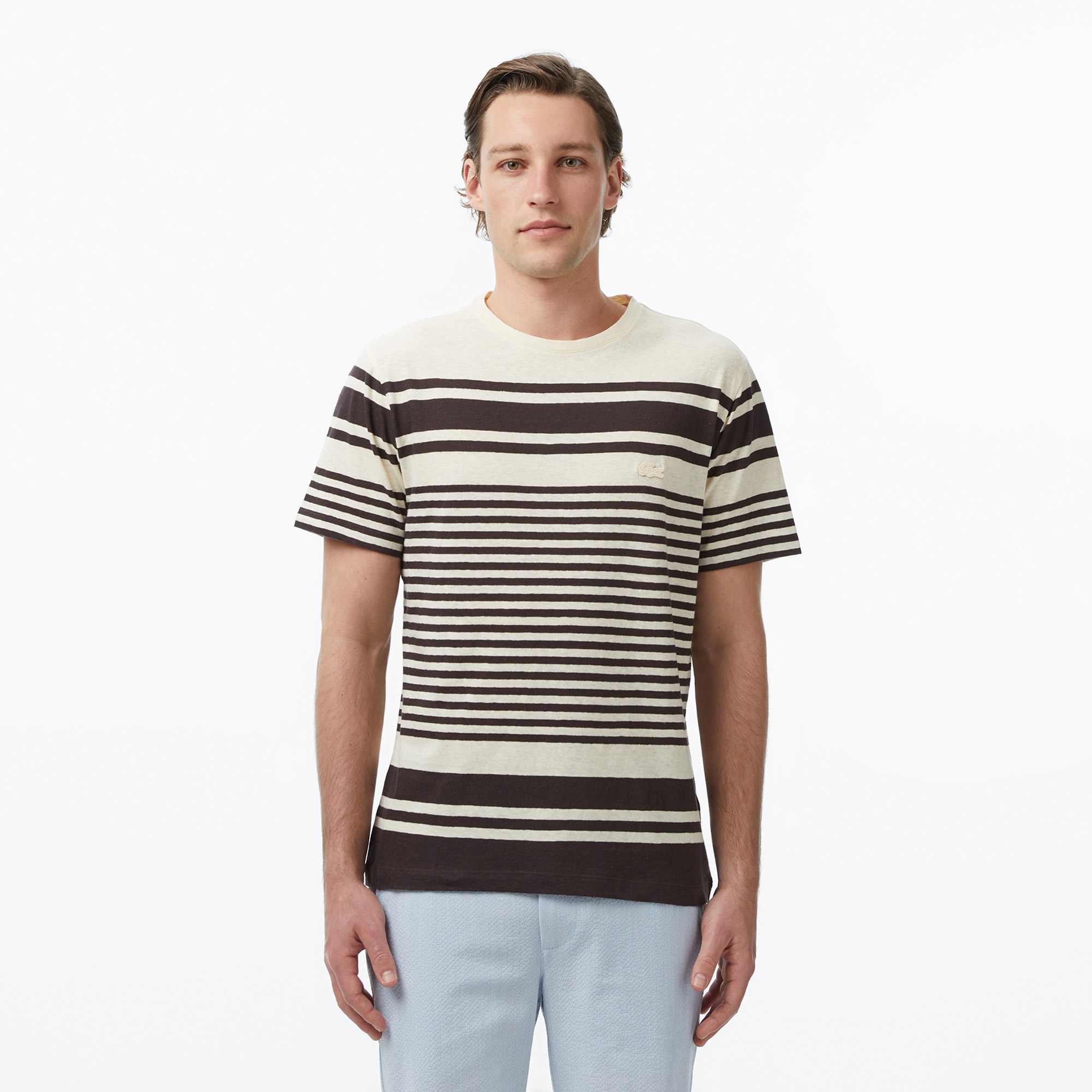 Мужская хлопковая футболка Lacoste из смеси льна