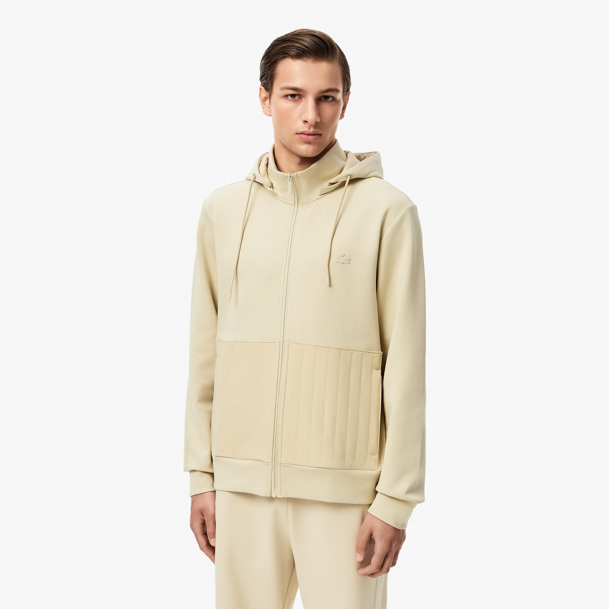 Мужской хлопковый свитшот Lacoste Regular Fit, бежевый, арт. SH2601