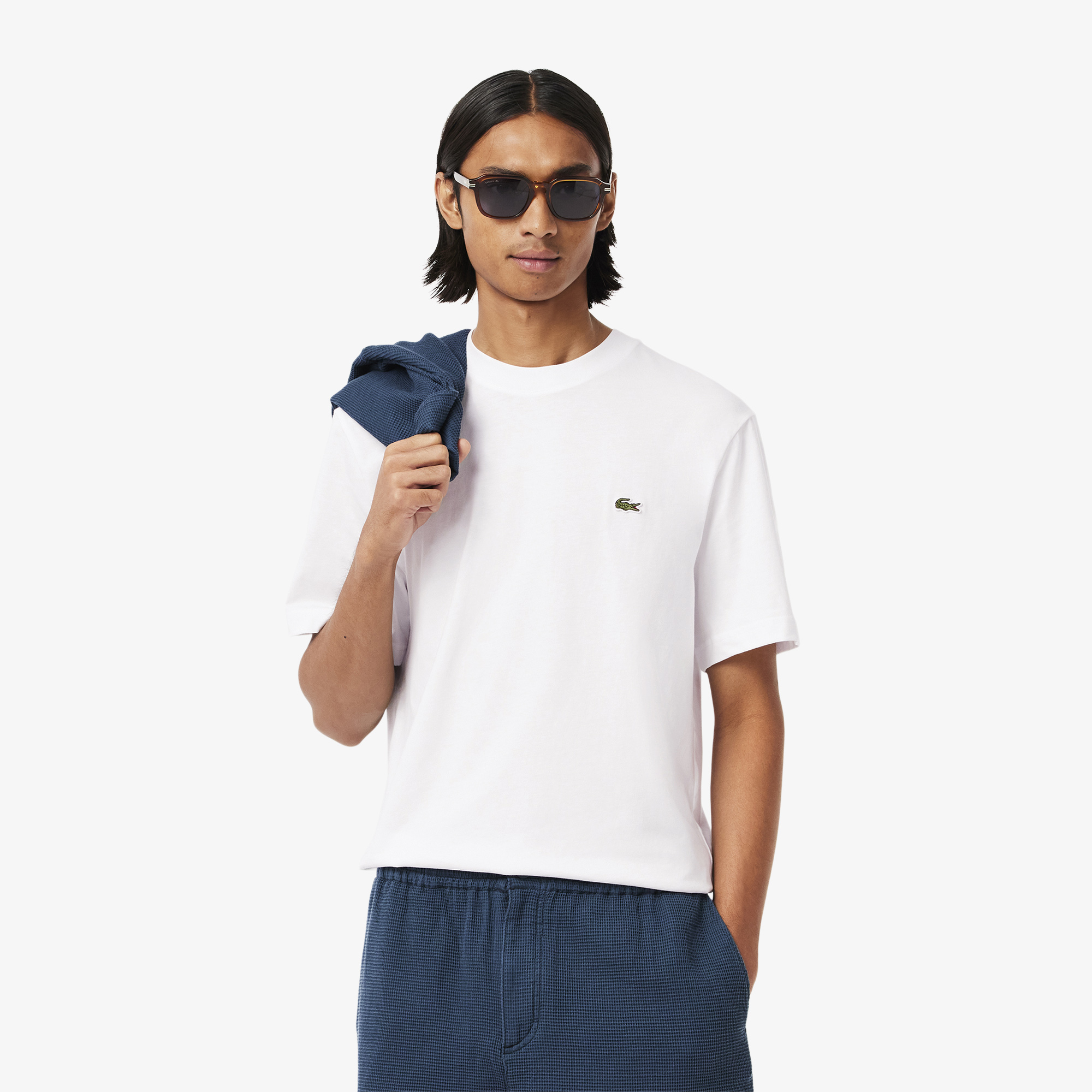 

Мужская хлопковая футболка Lacoste с коротким рукавом, Белый