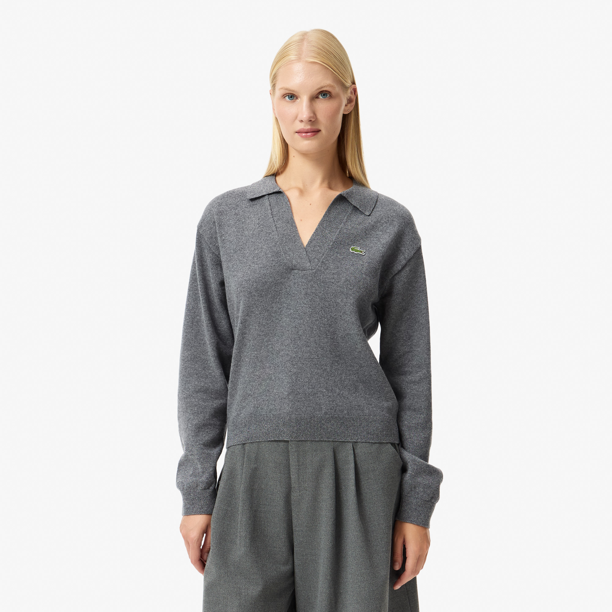 Женский шерстяной свитер Lacoste, серый, арт. AF2638