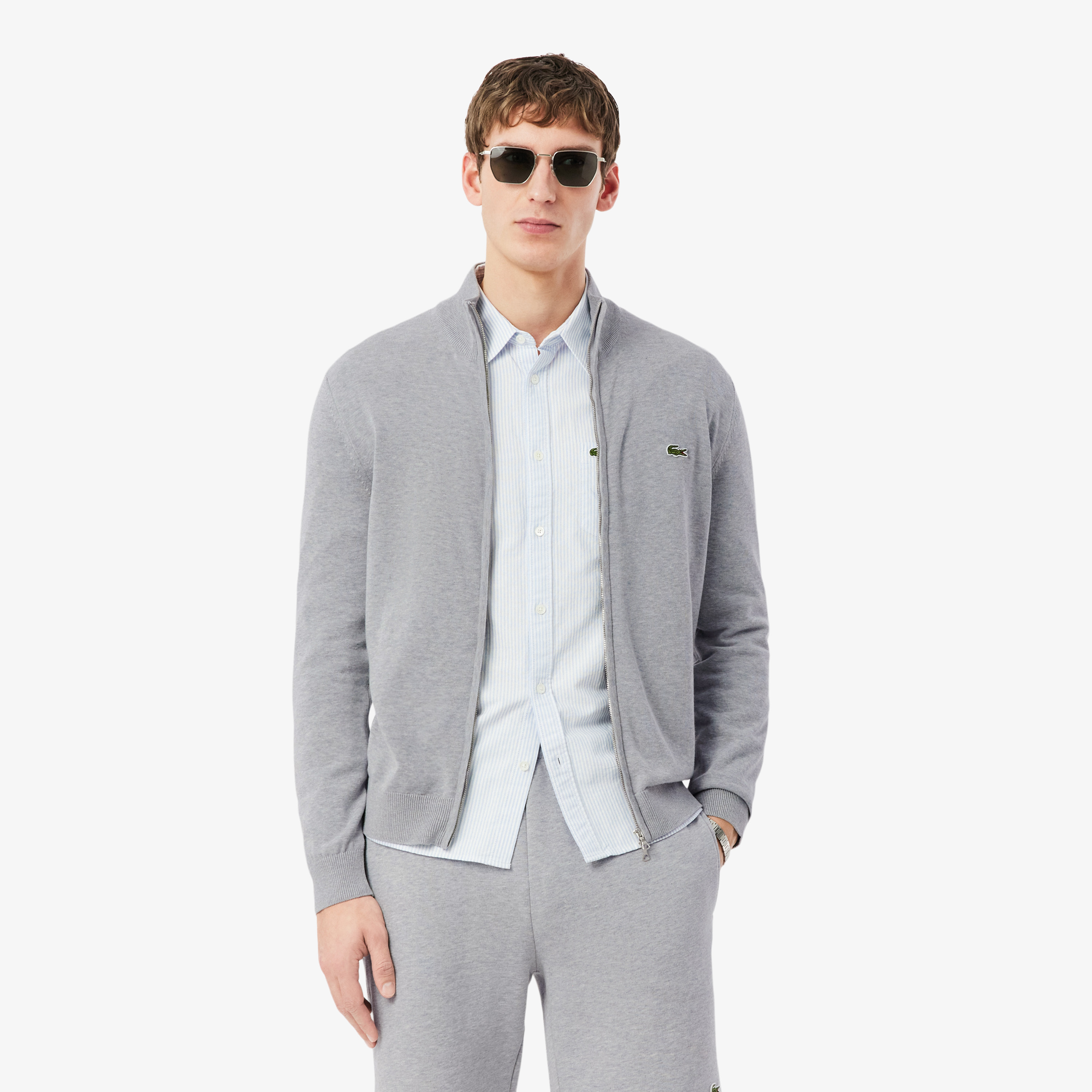 

Мужской свитер Lacoste на молнии из органического хлопка, Серый