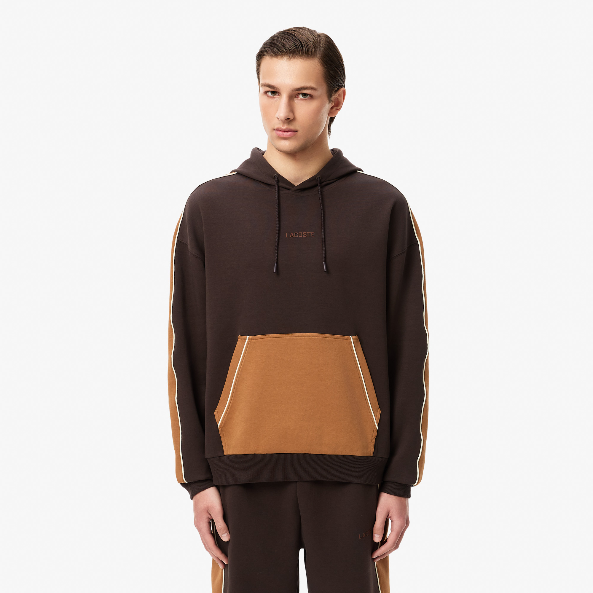 

Мужской хлопковый свитшот Lacoste свободного кроя, Коричневый
