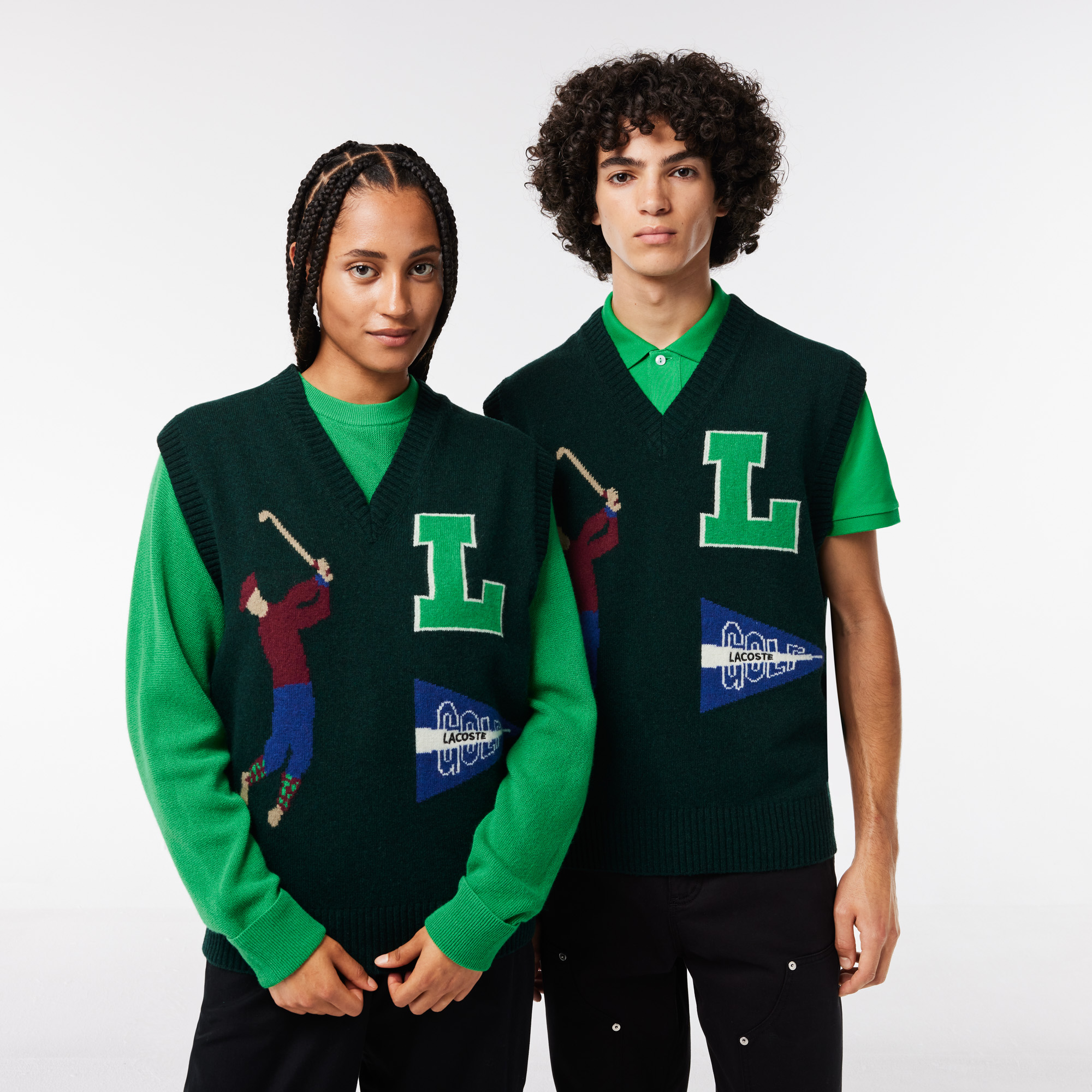 

Шерстяной жилет Lacoste Unisex на пуговицах, Зелёный
