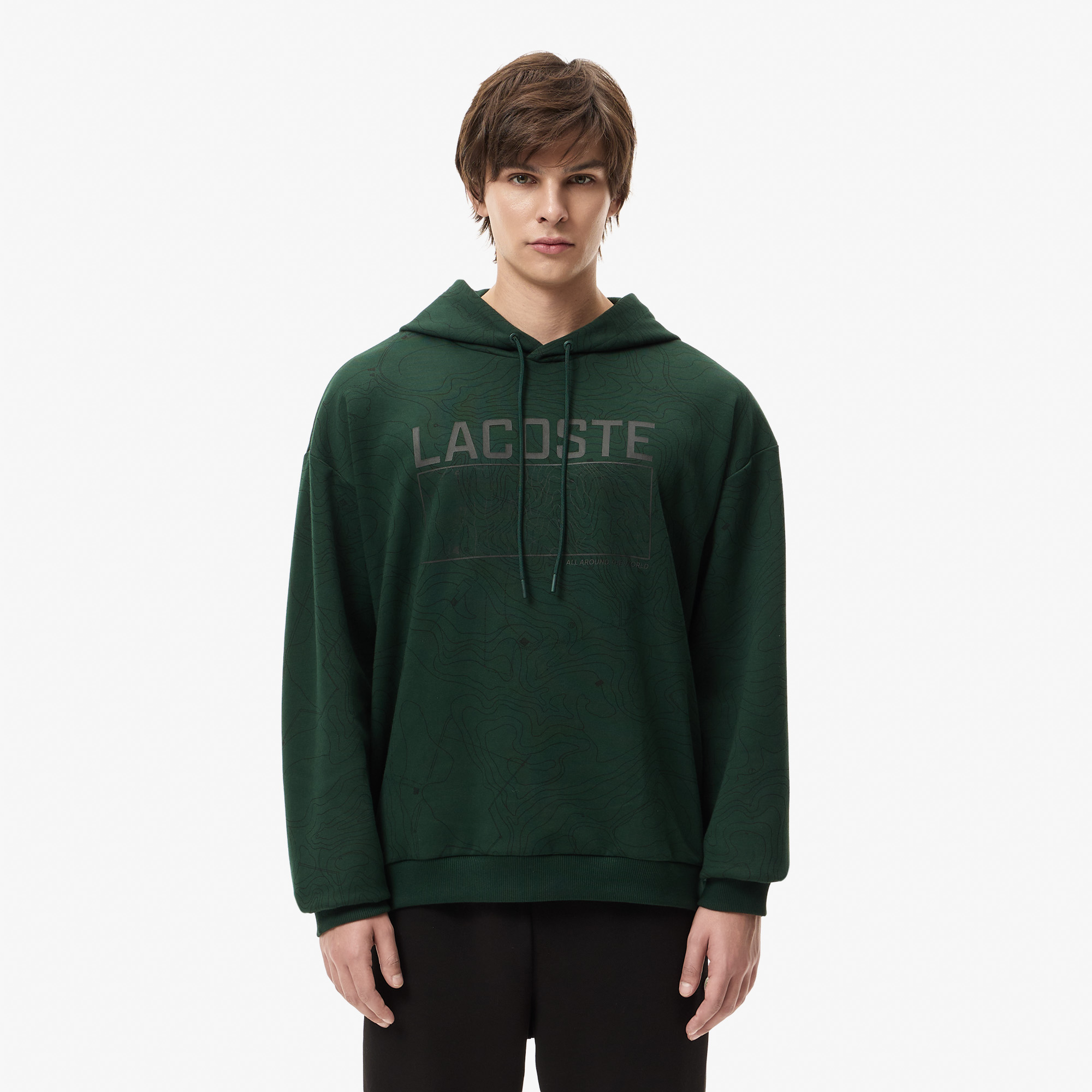 

Мужской хлопковый свитшот Lacoste оверсайз, Зелёный