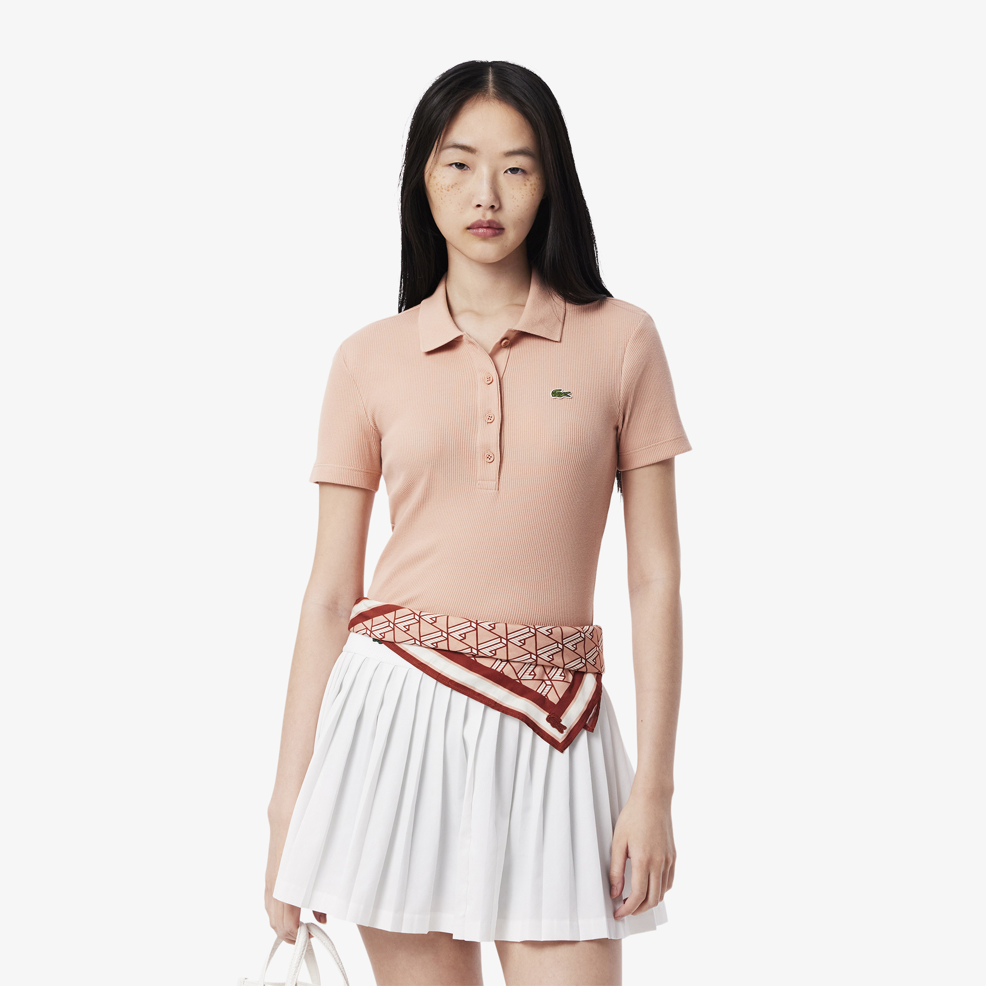 

Женское поло Lacoste приталенного кроя из органического хлопка, Розовый