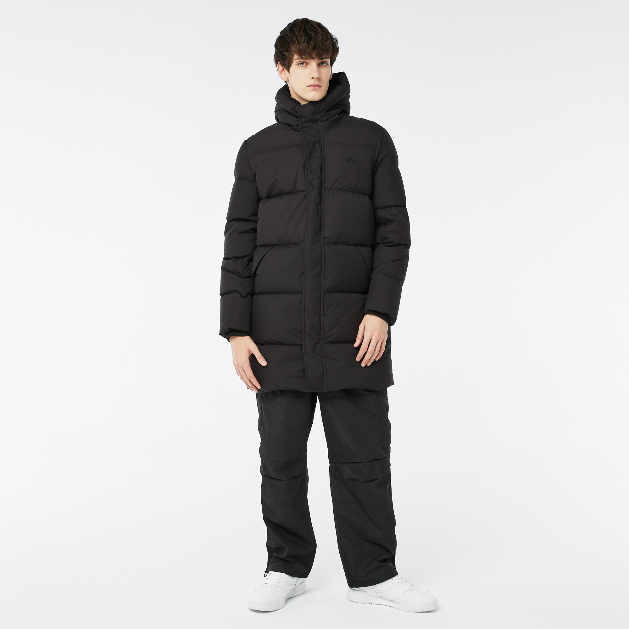 

Мужская утеплённая куртка Lacoste с капюшоном, Чёрный
