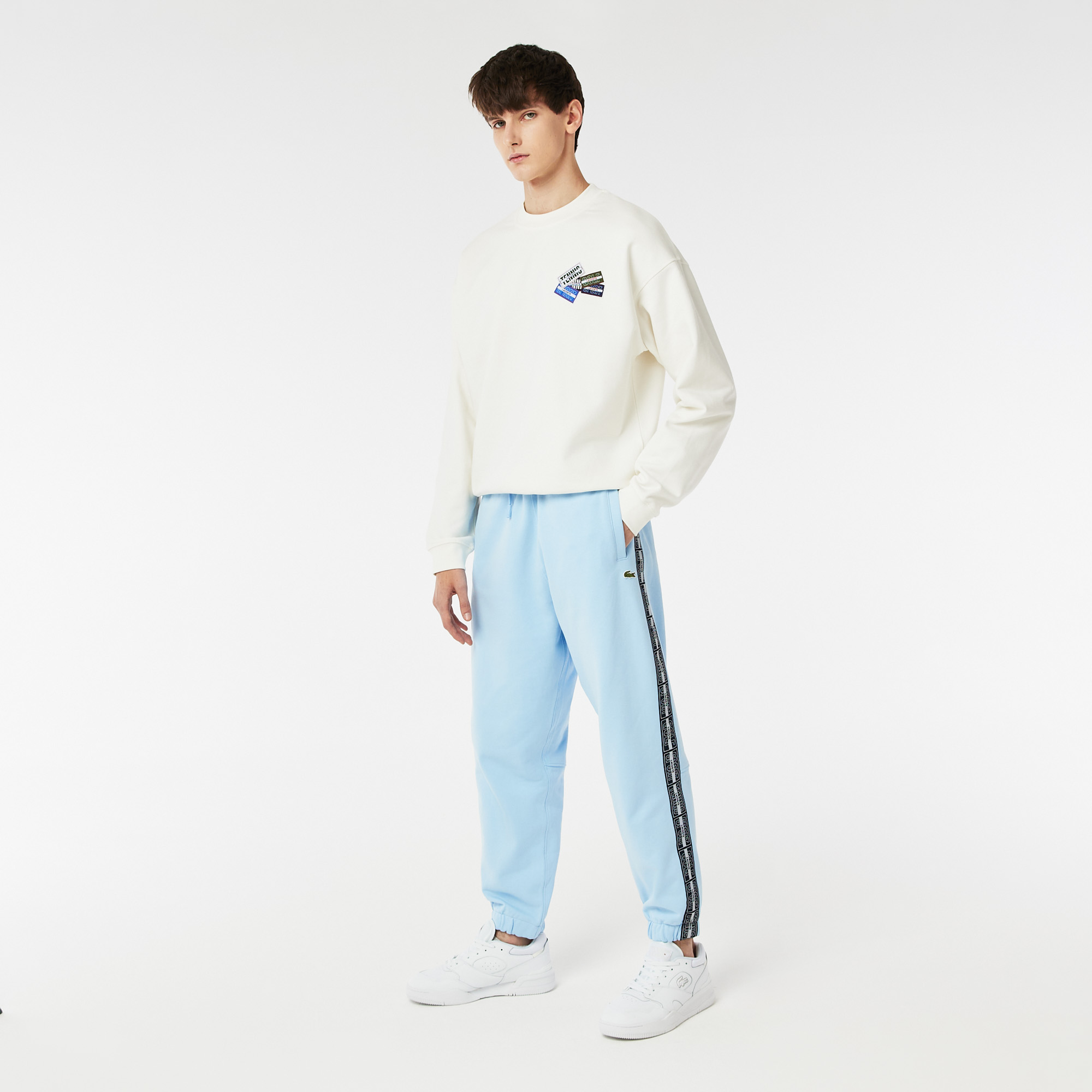 Спортивные брюки-джоггеры Lacoste в полоску, голубой, арт. XH2102