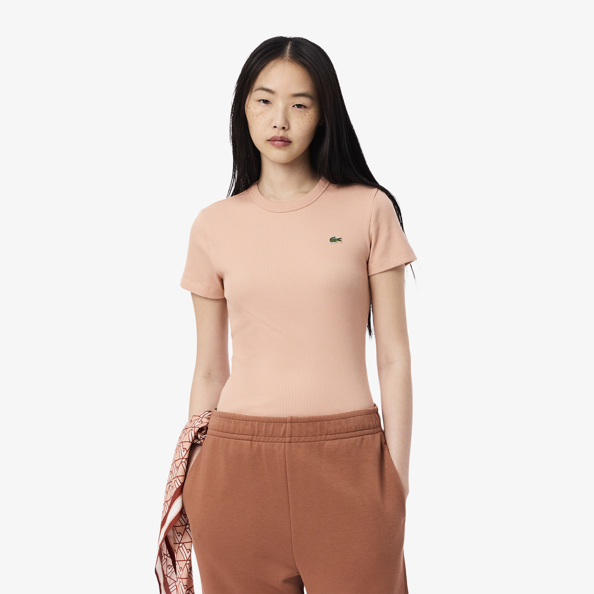 Футболка женская Lacoste приталенная, розовый, арт. TF5538