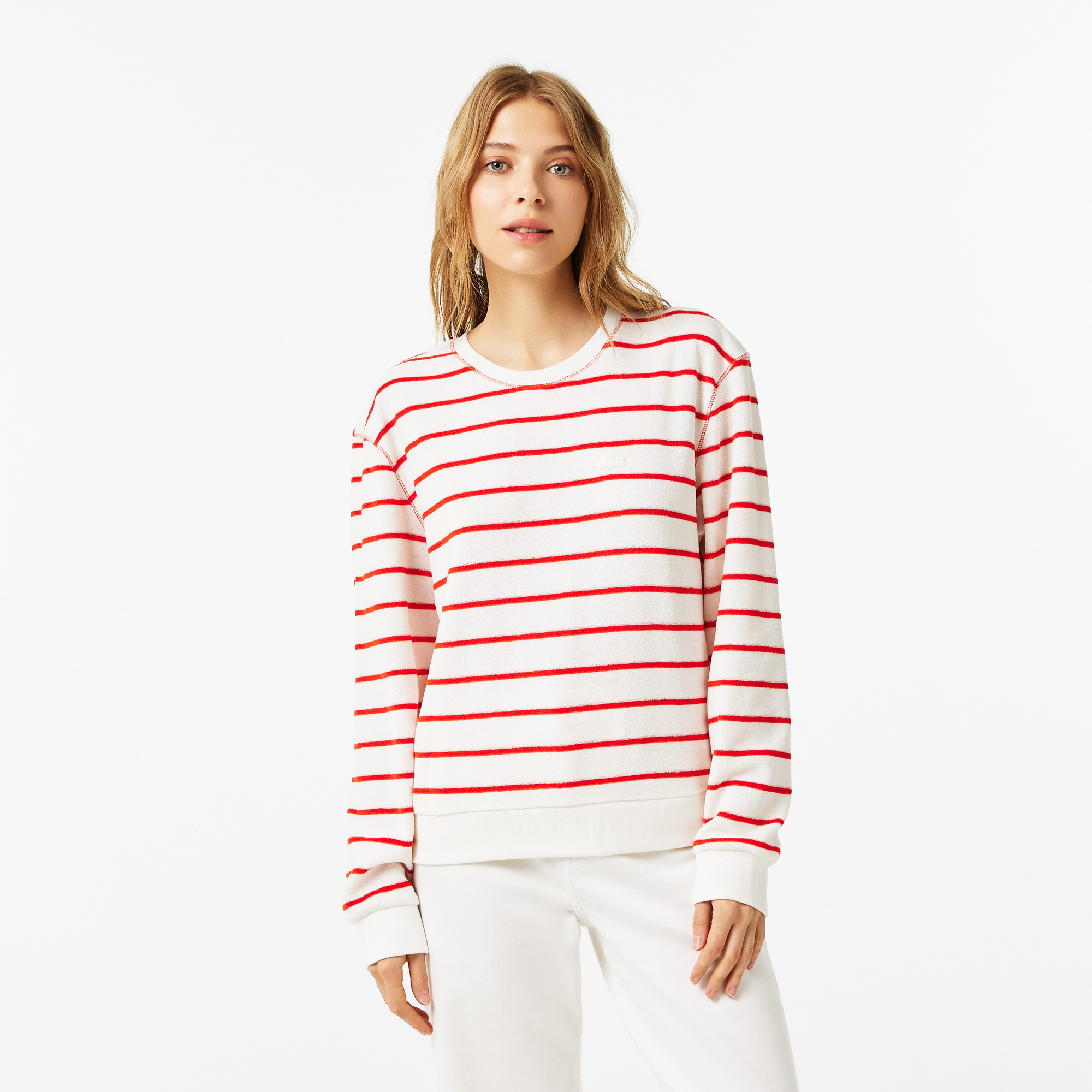 Женская толстовка Lacoste с круглым воротом, белый, арт. SF0317