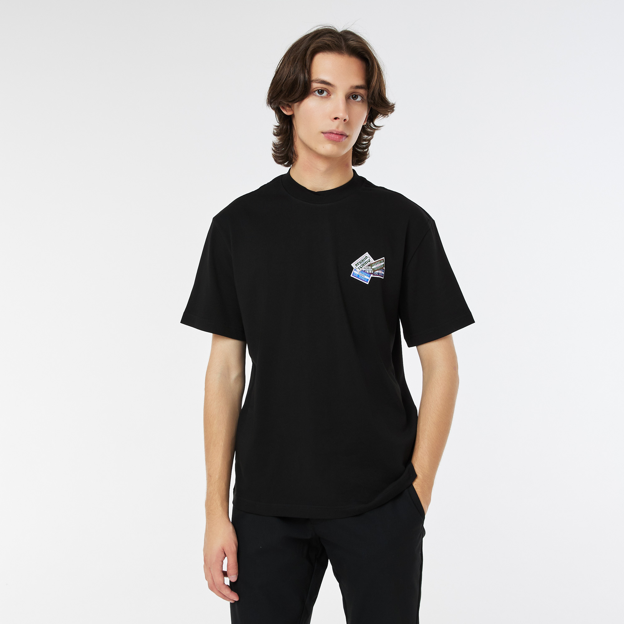 Мужская футболка Lacoste из плотного хлопка, черный, арт. TH2059