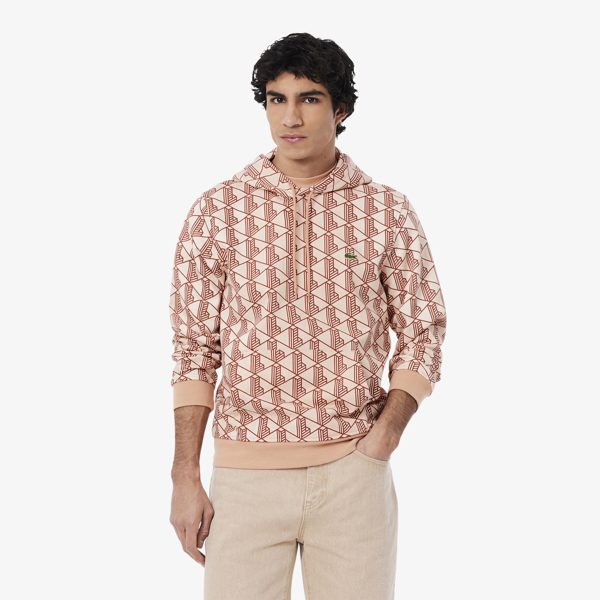 Мужская флисовая толстовка Lacoste Monorgam, коричневый, арт. SH2855