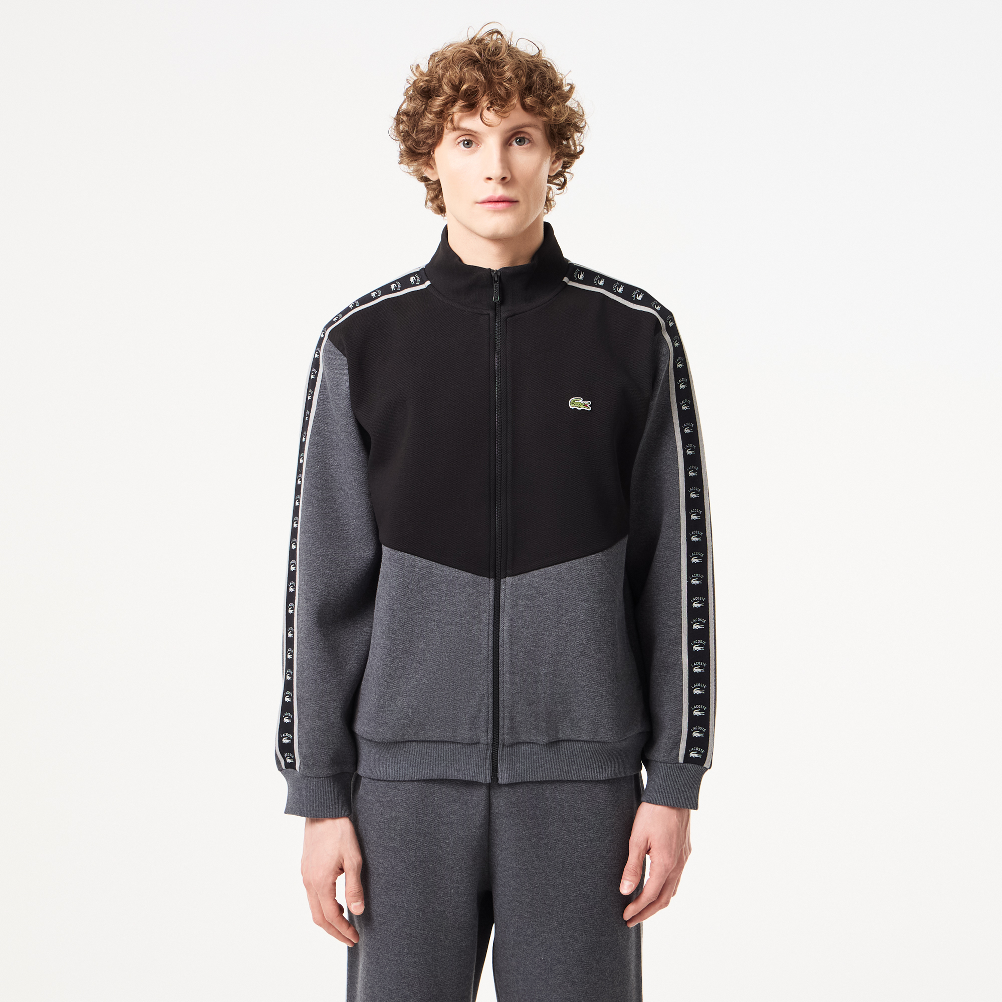 

Мужской лонгслив Lacoste на молнии, Серый