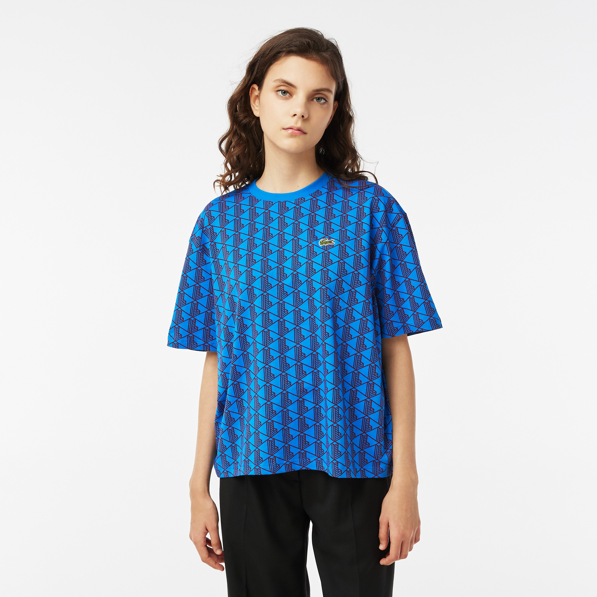 

Женская хлопковая футболка Lacoste, Синий