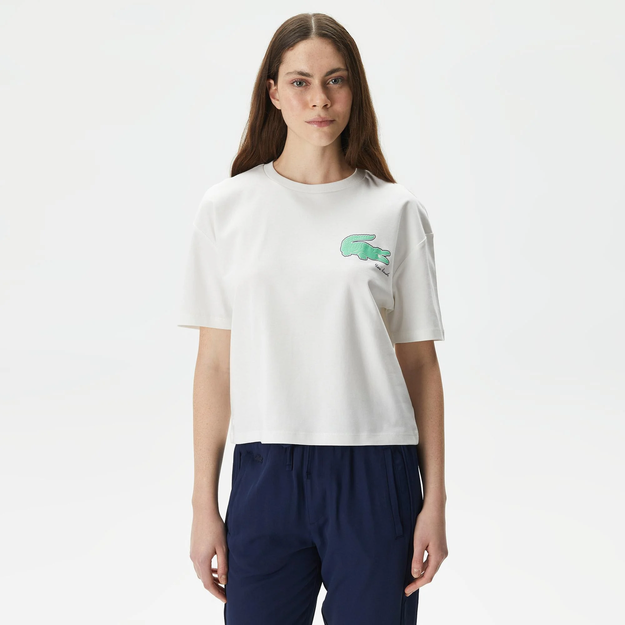 

Женская хлопковая футболка Lacoste, Белый