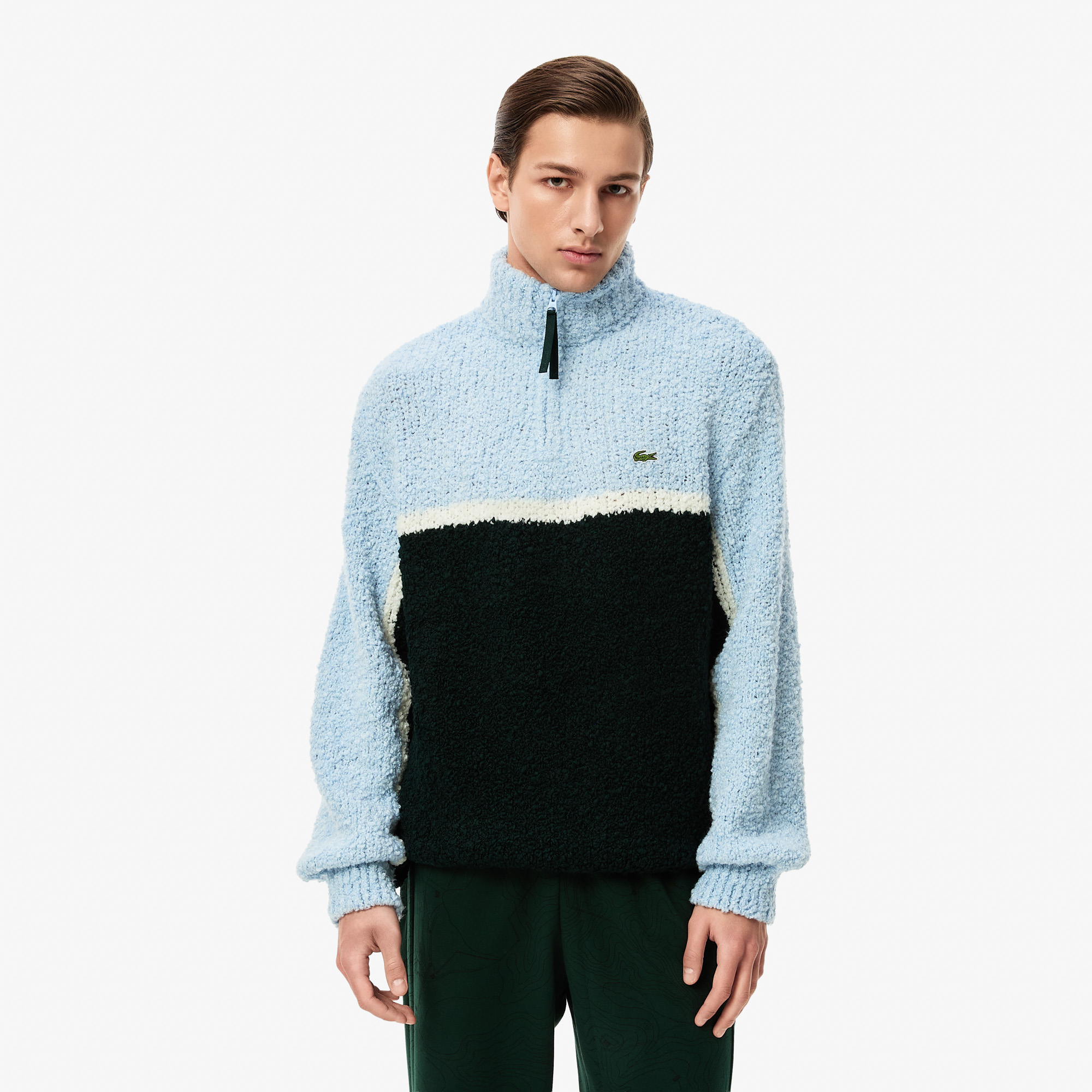 Мужской свитер Lacoste с высоким воротом на молнии, разноцветный, арт. AH2612