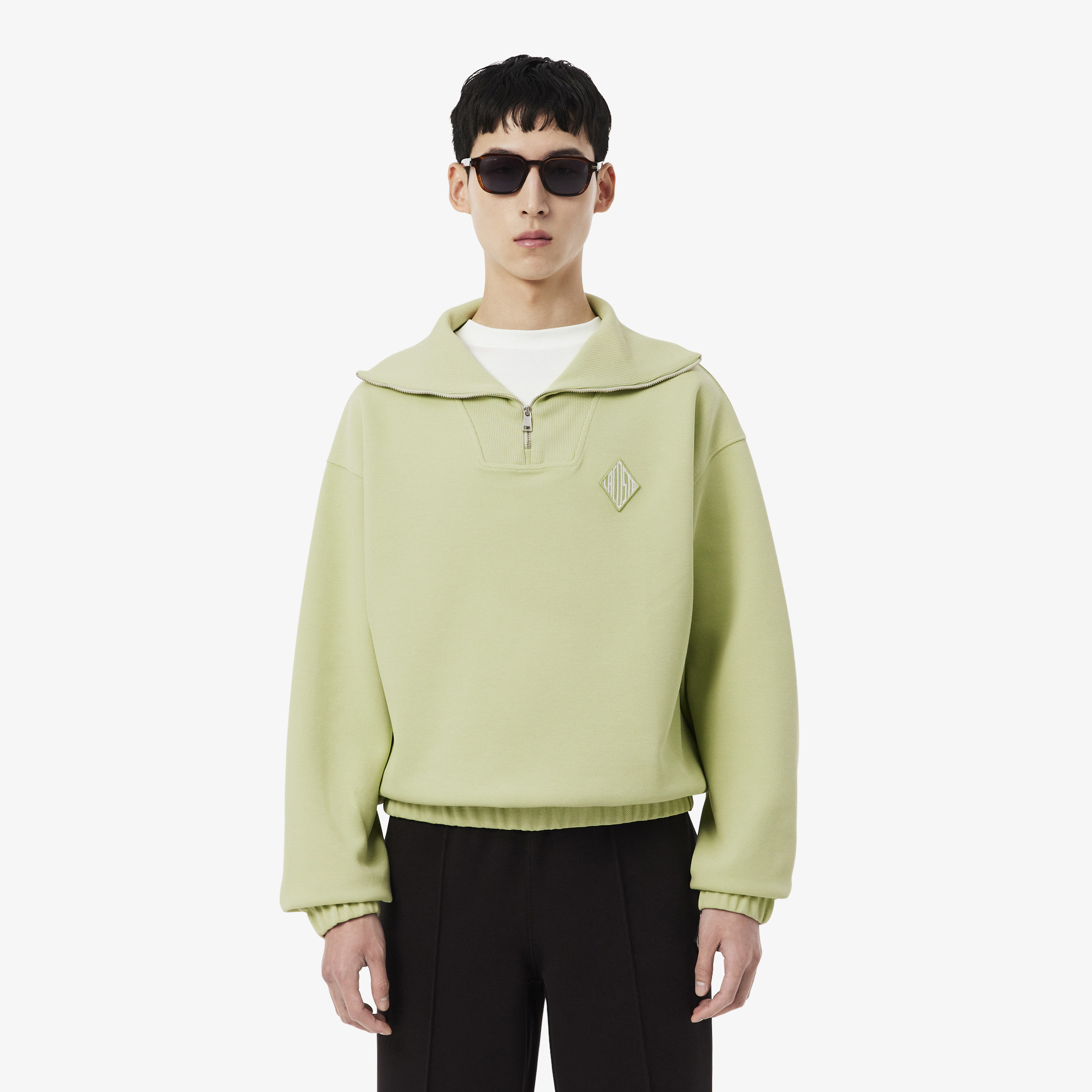 Мужская хлопковая толстовка Lacoste с высоким воротом и застежкой-молнией