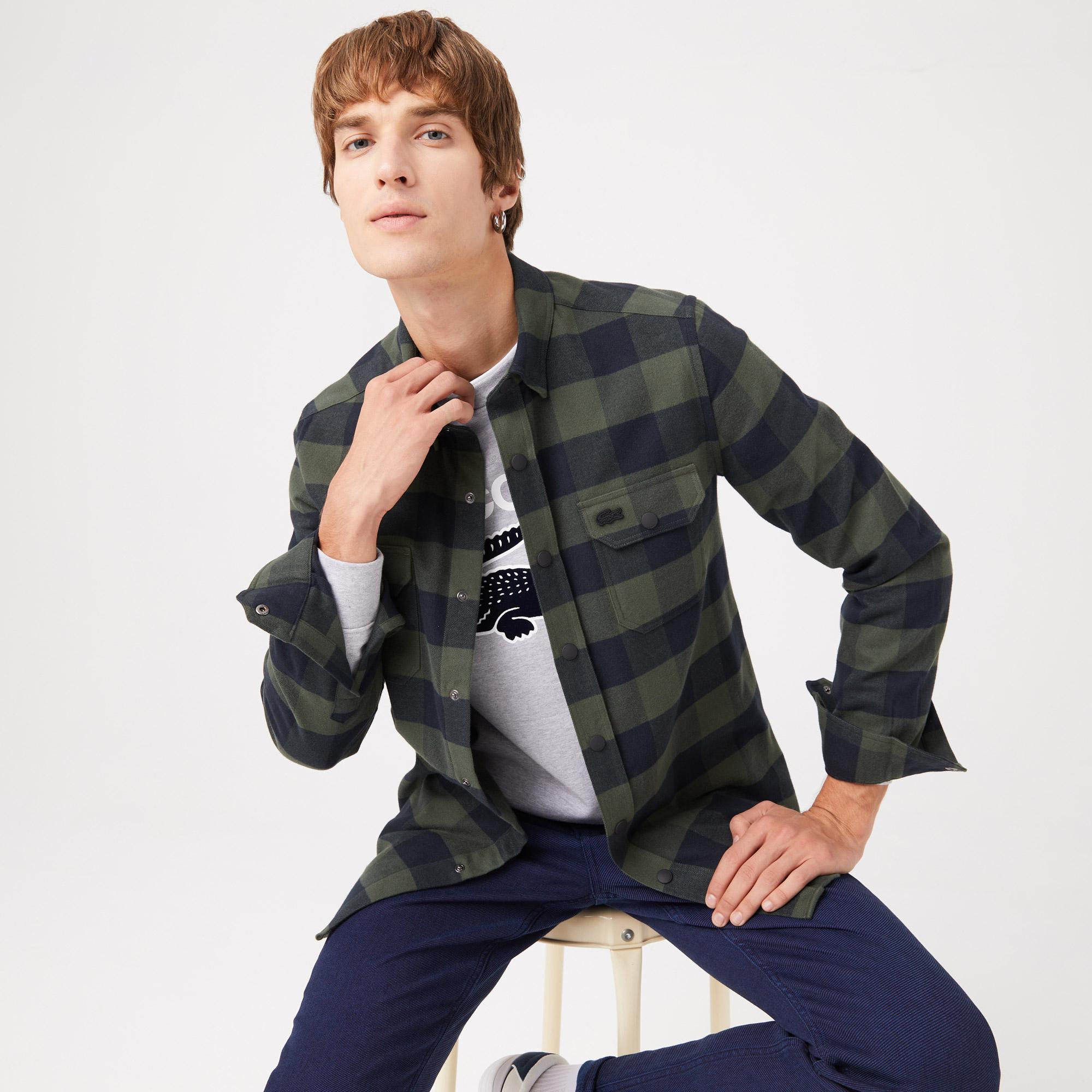 Мужская клетчатая рубашка Lacoste Slim Fit, зеленый, арт. CH2311