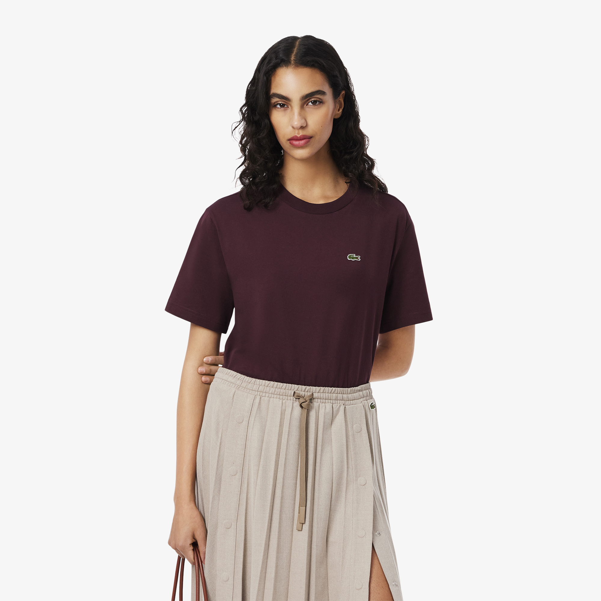 Женская футболка Lacoste Loose Fit из мягкого хлопка, красный, арт. TF7215