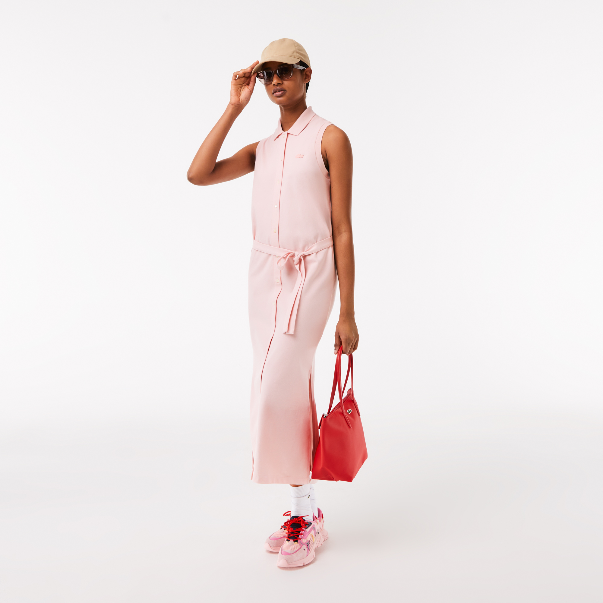 

Женское платье-поло Lacoste с поясом, Розовый