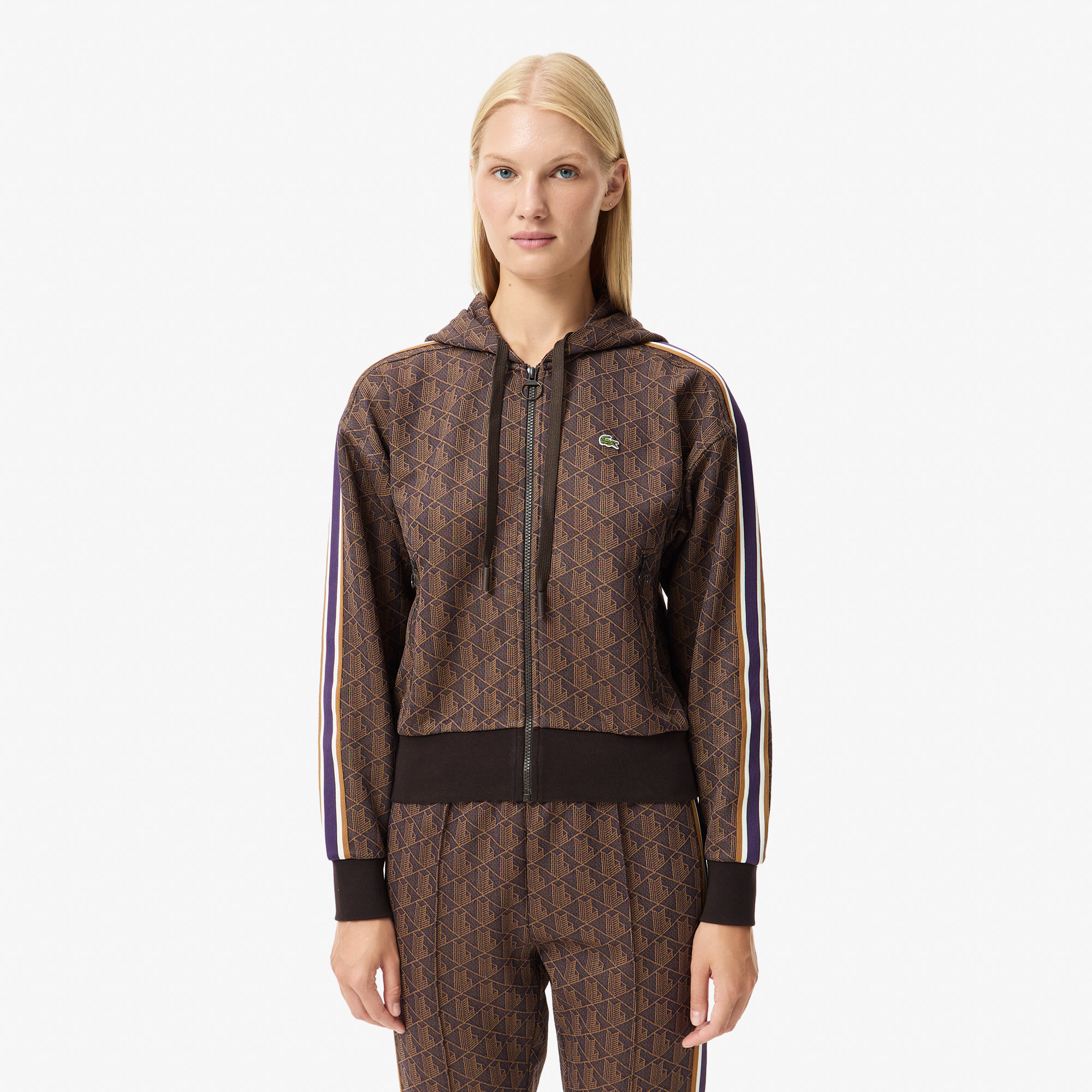 Женская жаккардовая толстовка Lacoste, коричневый, арт. SF7606