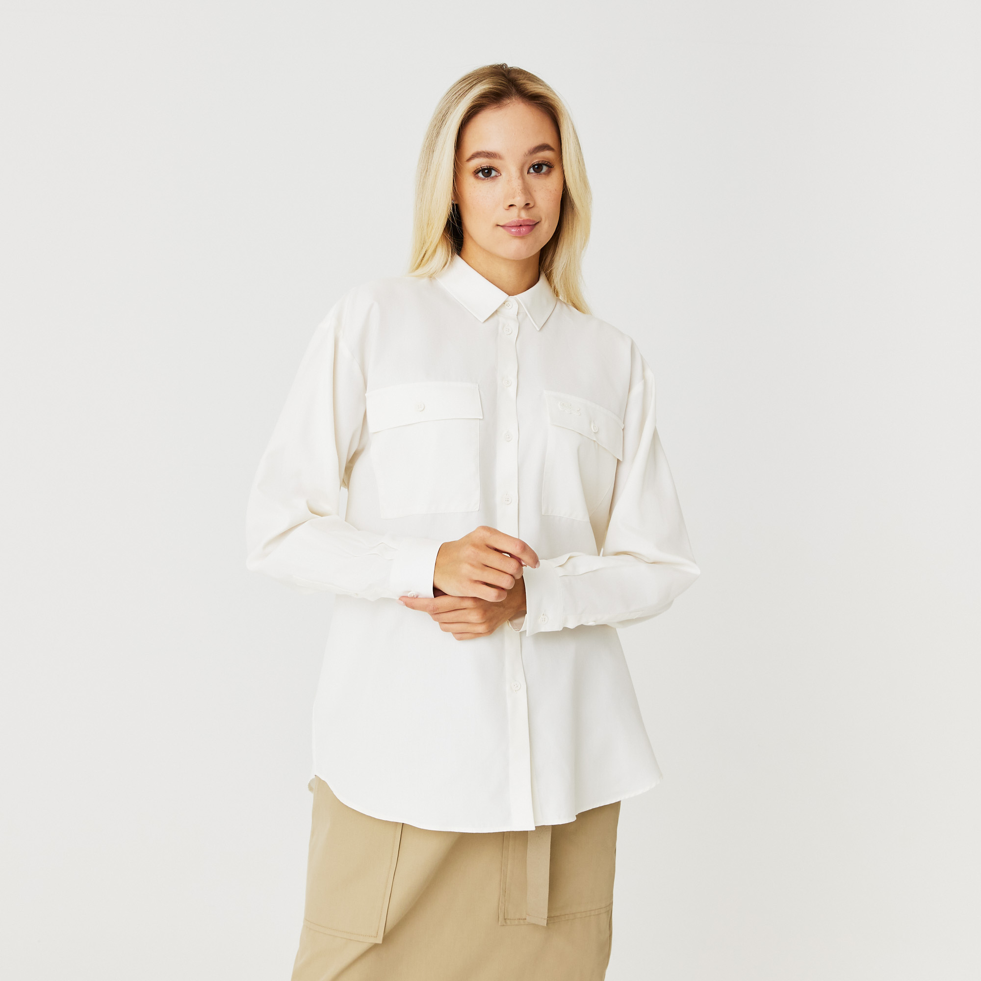 

Женская рубашка Lacoste свободной посадки, Белый