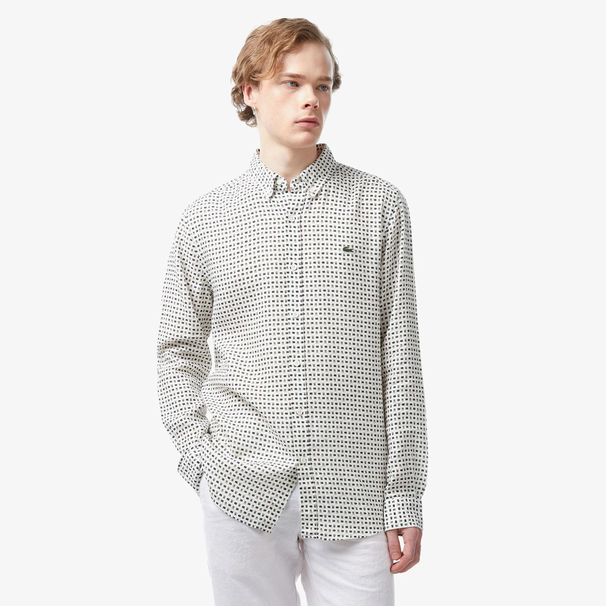 Мужская льняная рубашка Lacoste, белый, арт. CH0473