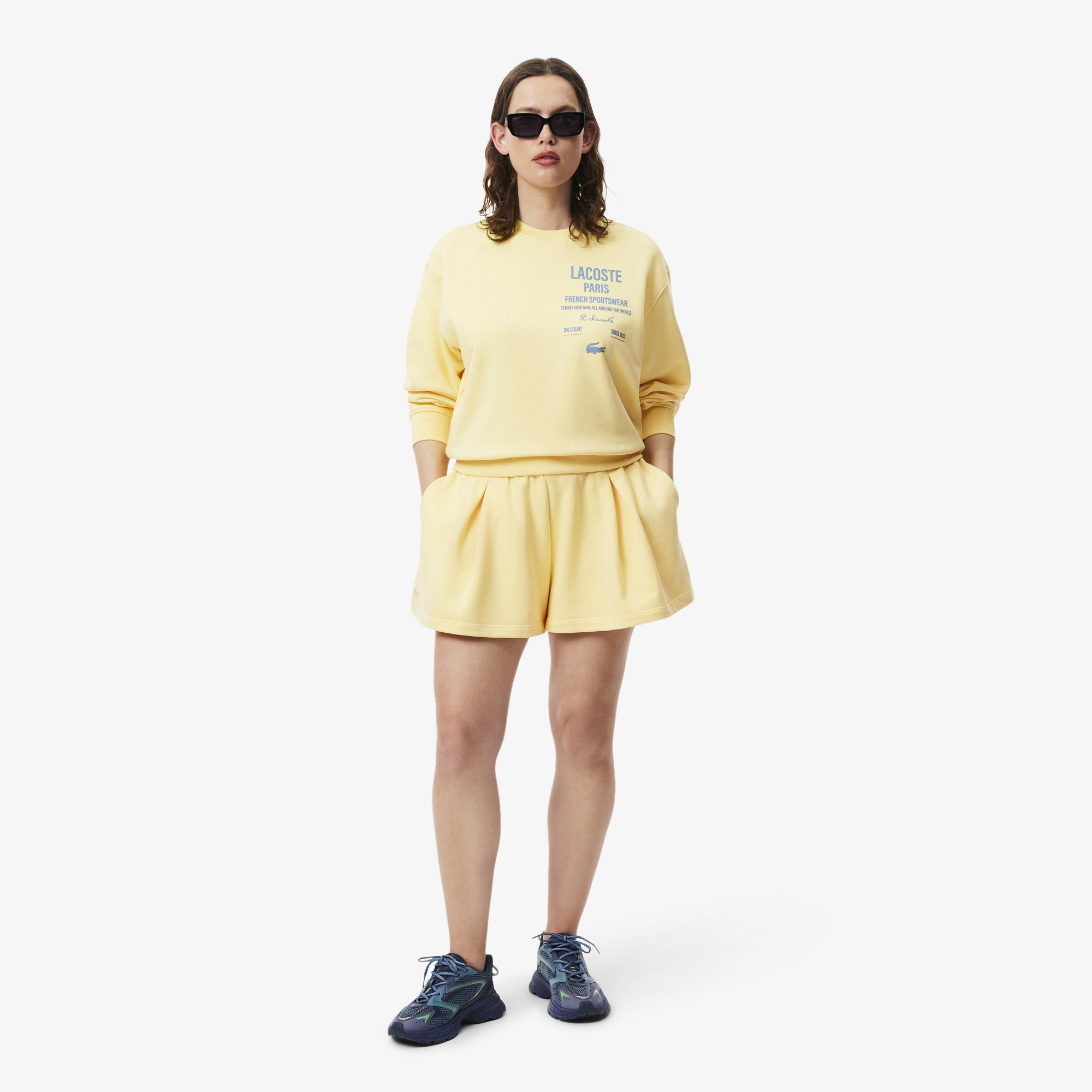 

Женские плиссированные флисовые шорты Lacoste, Жёлтый