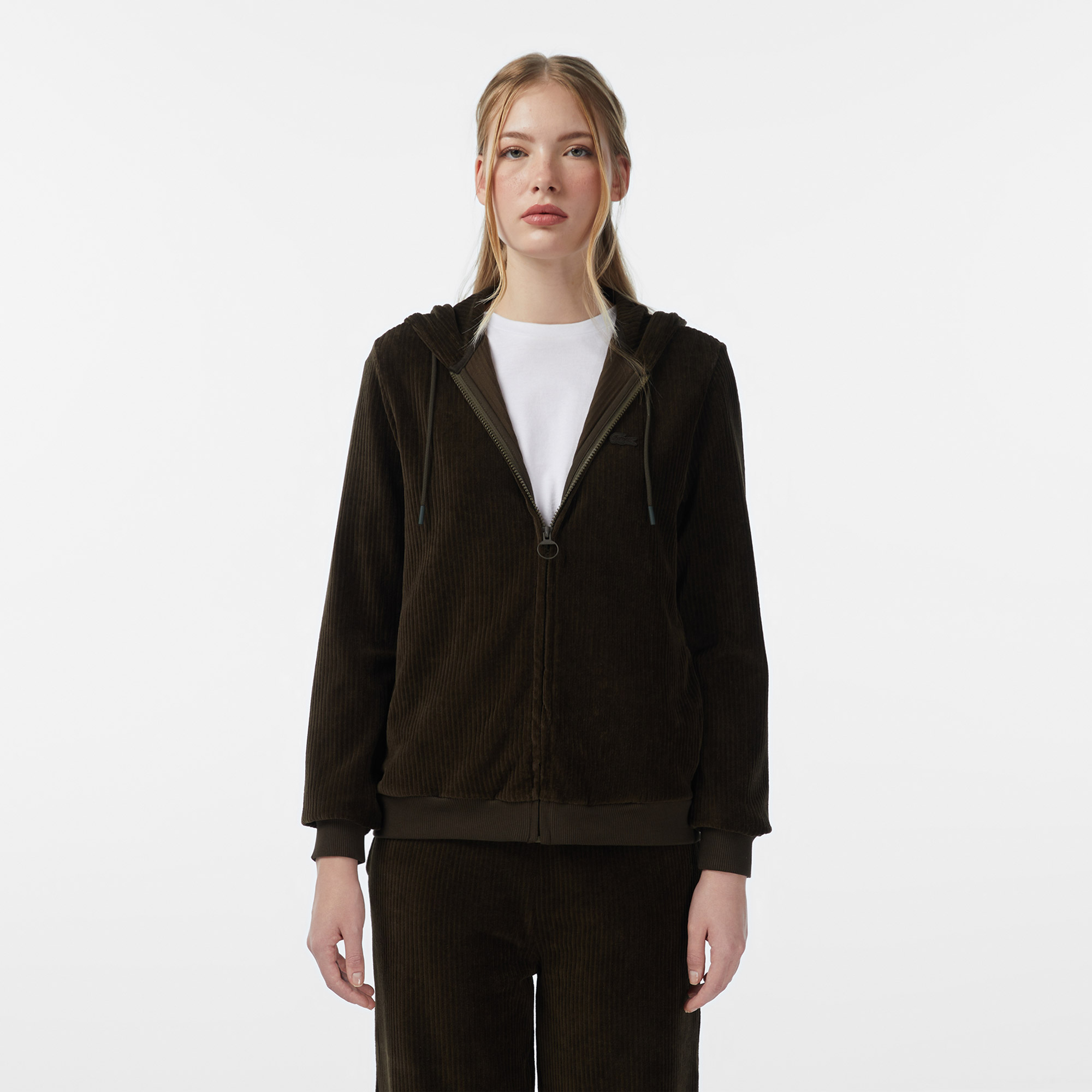 

Женская толстовка-худи Lacoste из хлопка, Хаки
