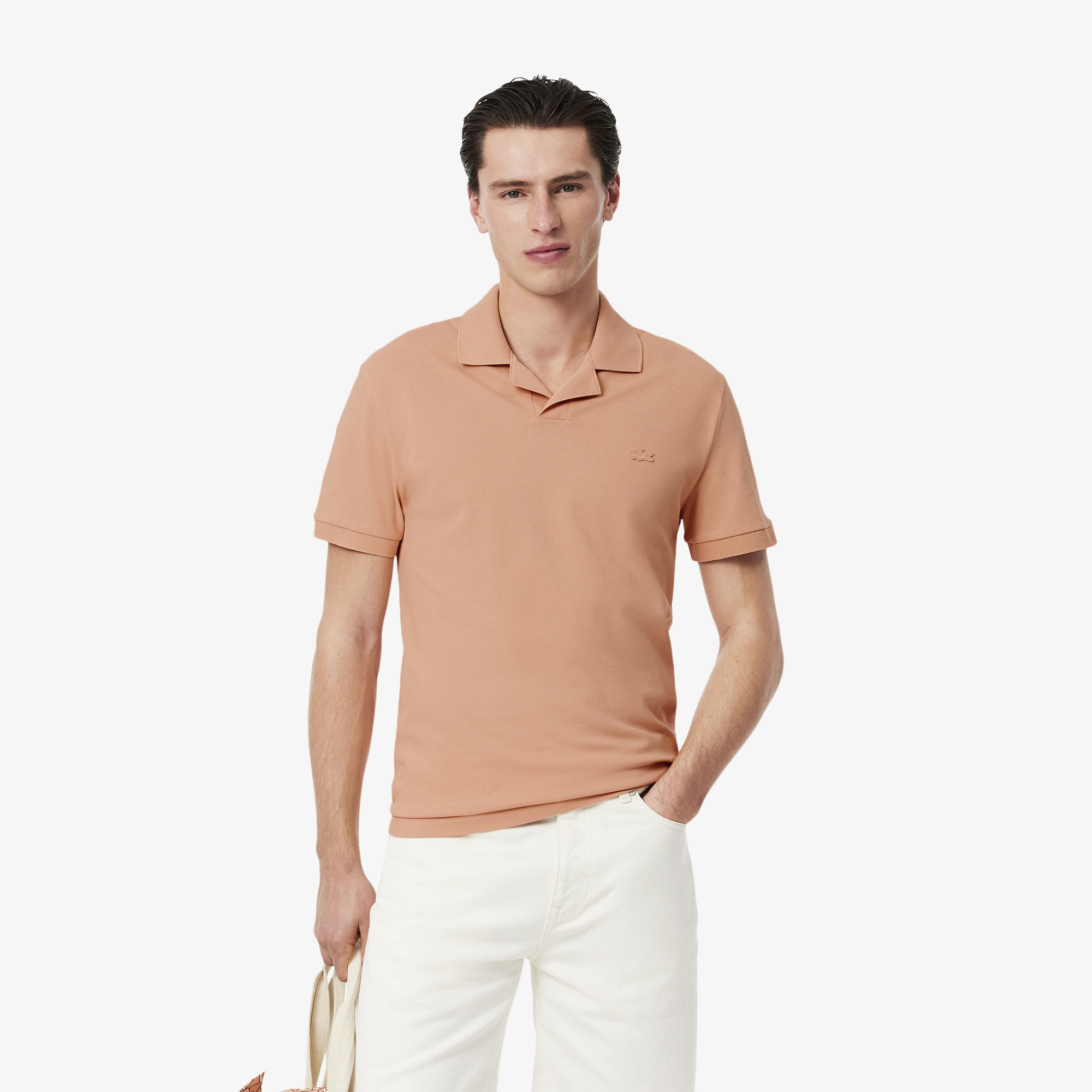 

Мужское поло Lacoste из эластичного органического хлопка, Розовый