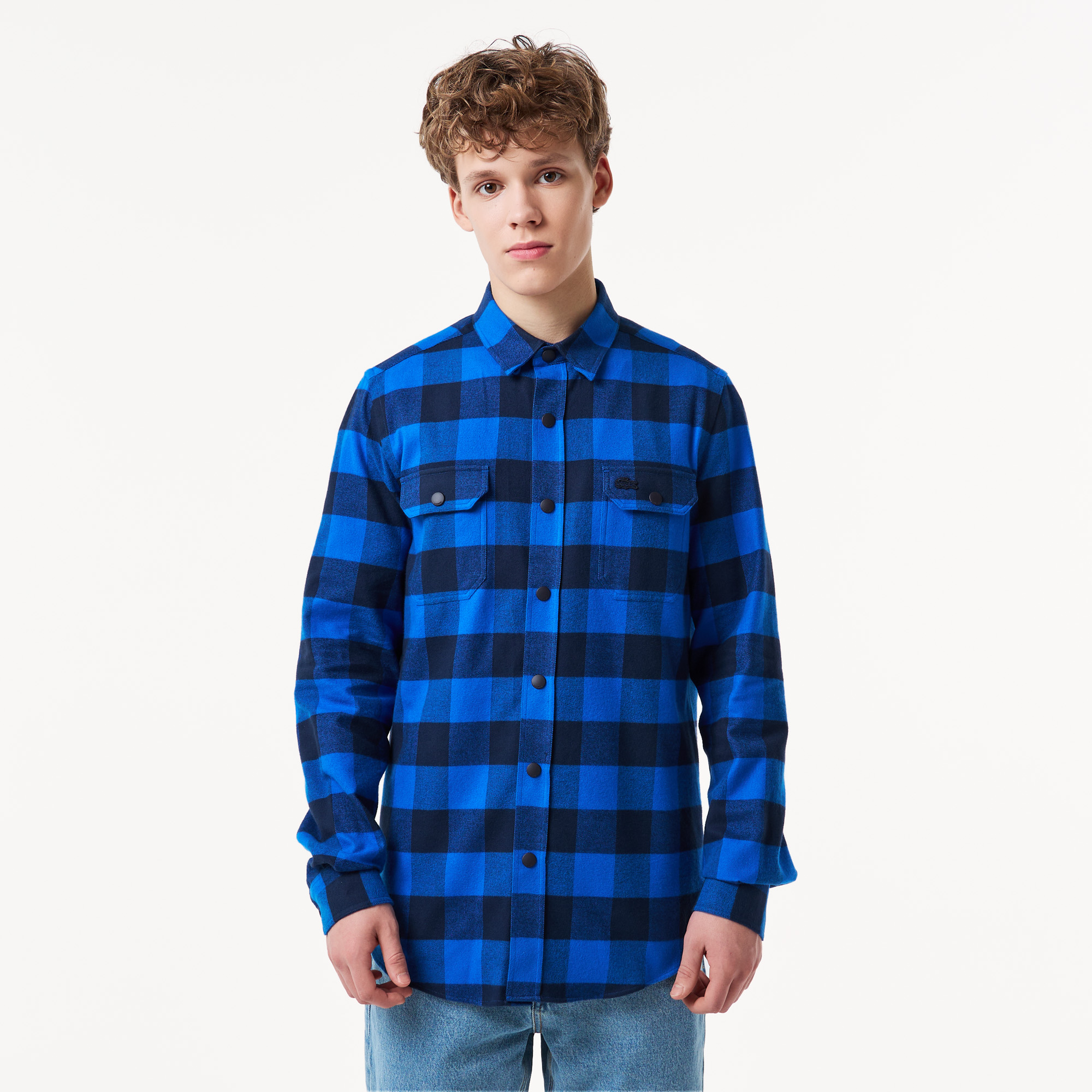 Мужская клетчатая рубашка Lacoste Slim Fit, синий, арт. CH2311