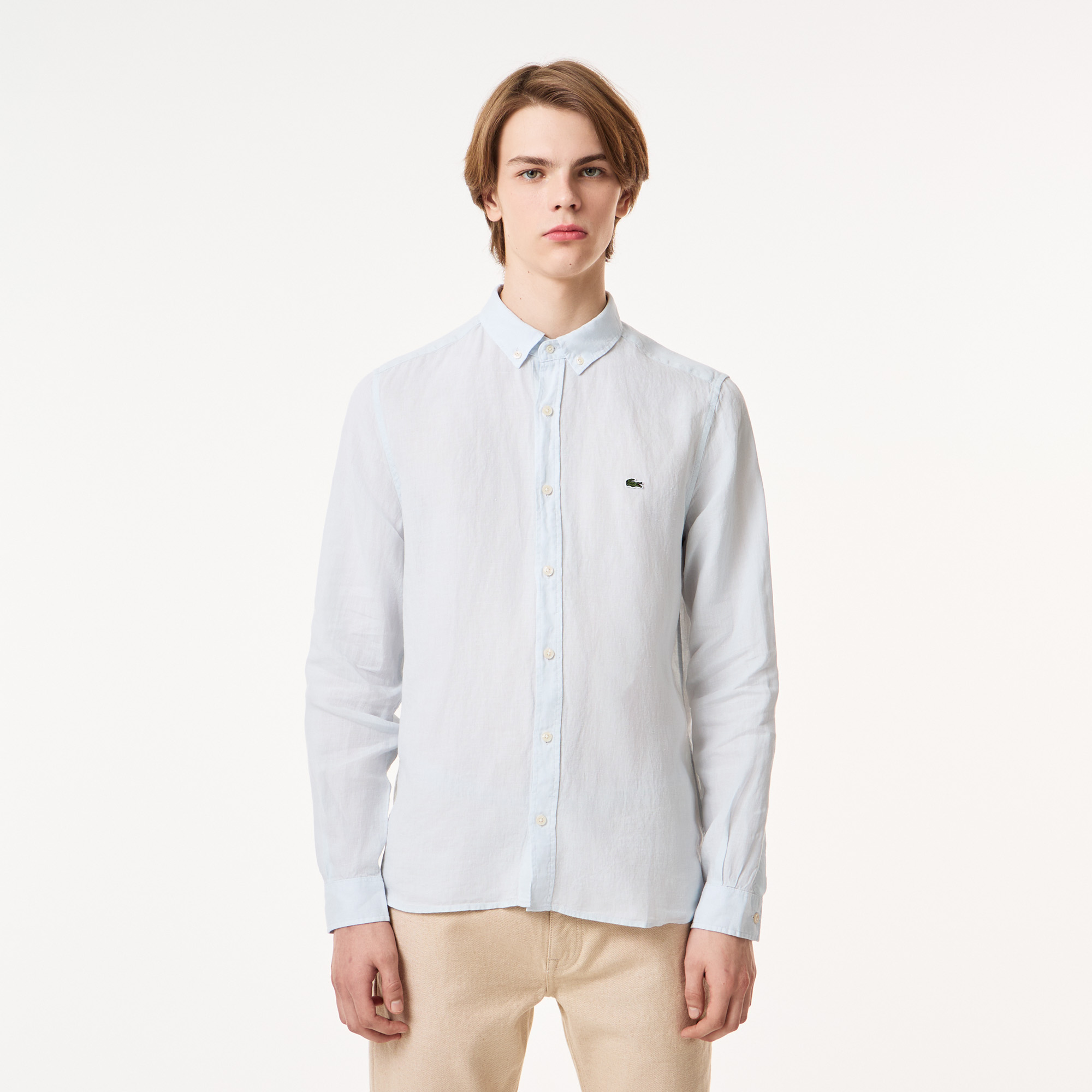 Мужская льняная рубашка Lacoste, голубой, арт. CH5692T