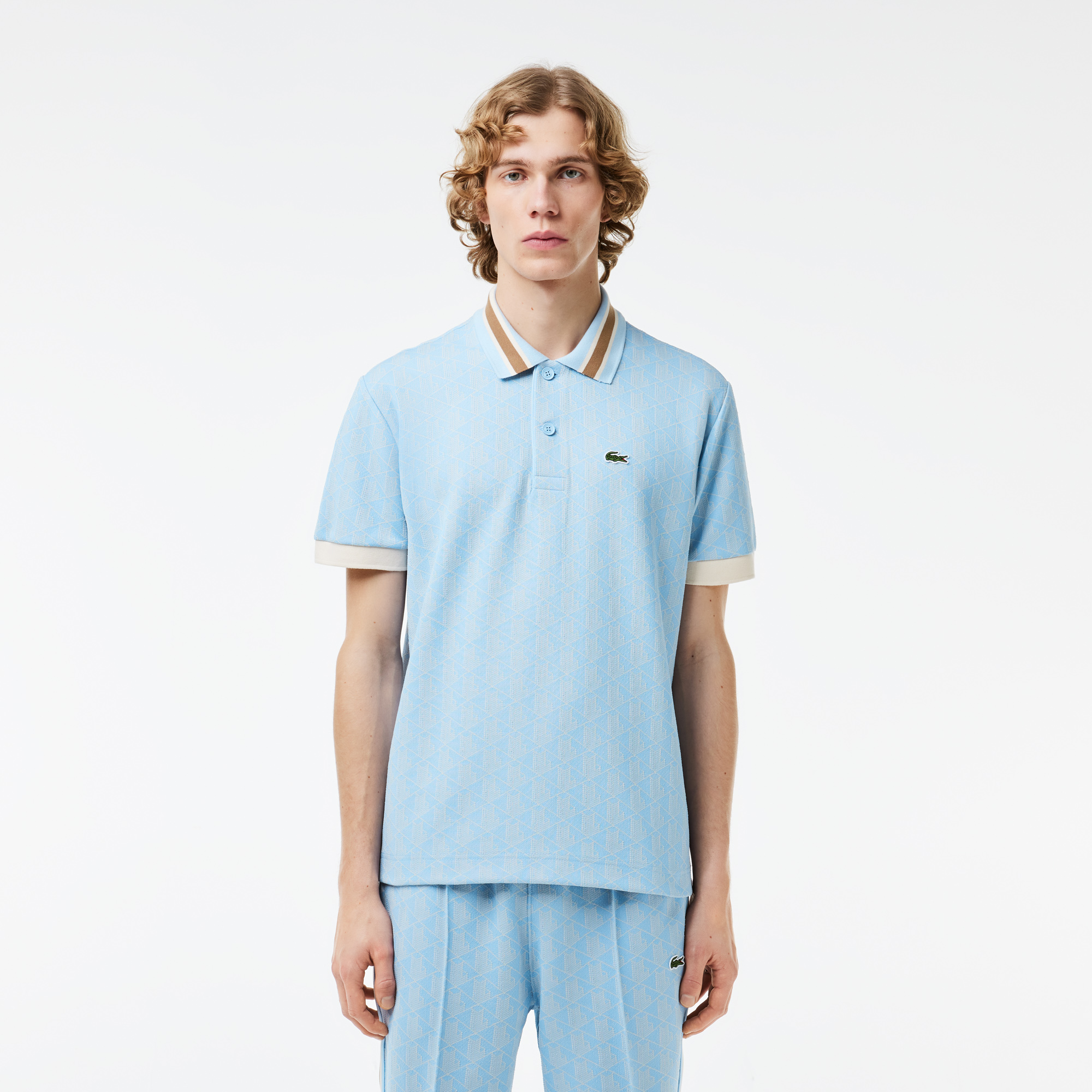 Мужское поло Lacoste Classic Fit с монограммой, голубой, арт. DH1417