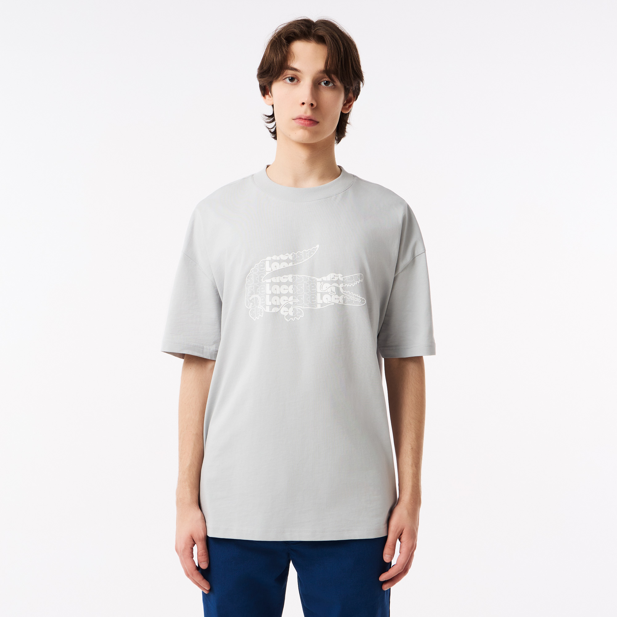 Мужская хлопковая футболка Lacoste, серый, арт. TH0415