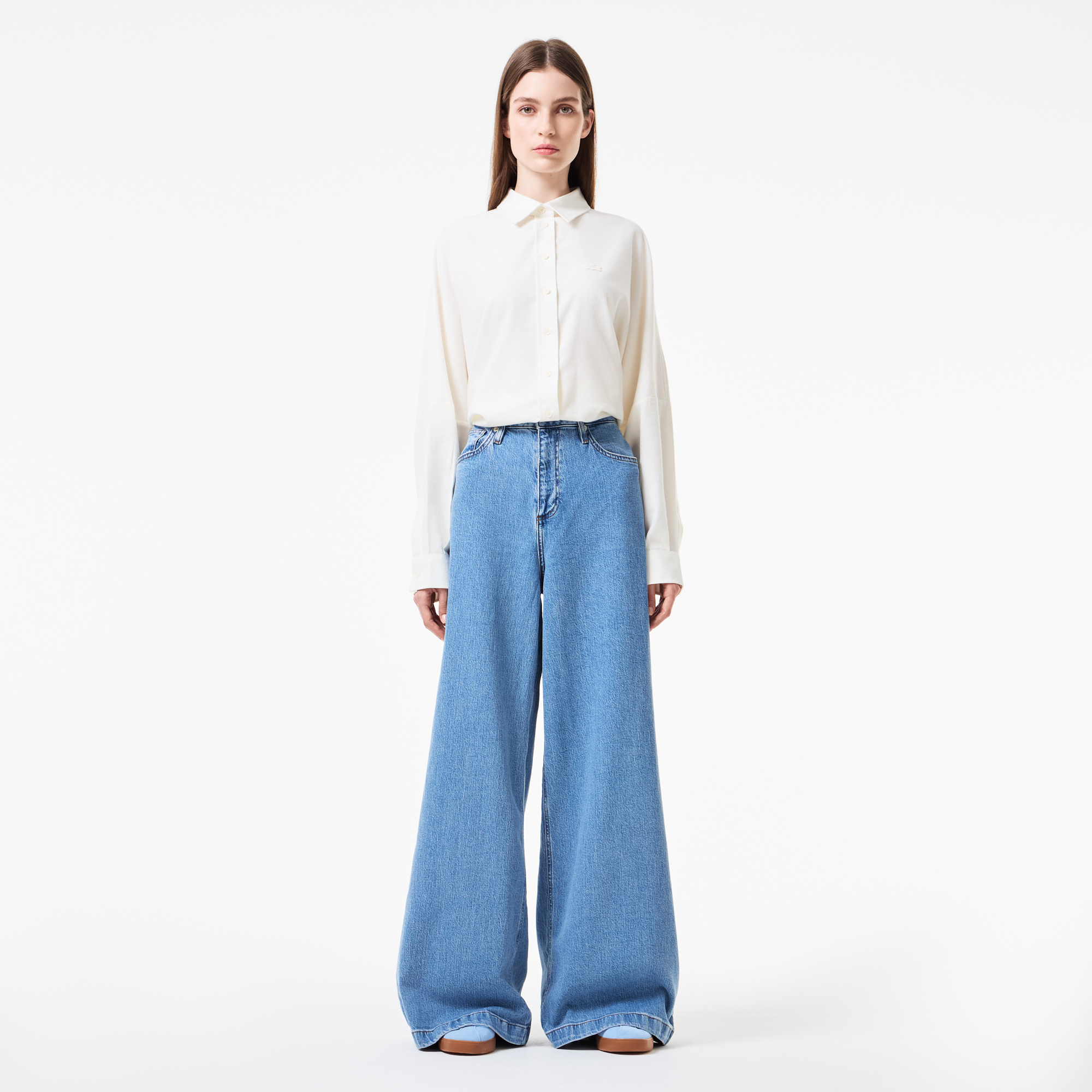 Женские прямые джинсы Lacoste с высокой талией, голубой, арт. HF2568