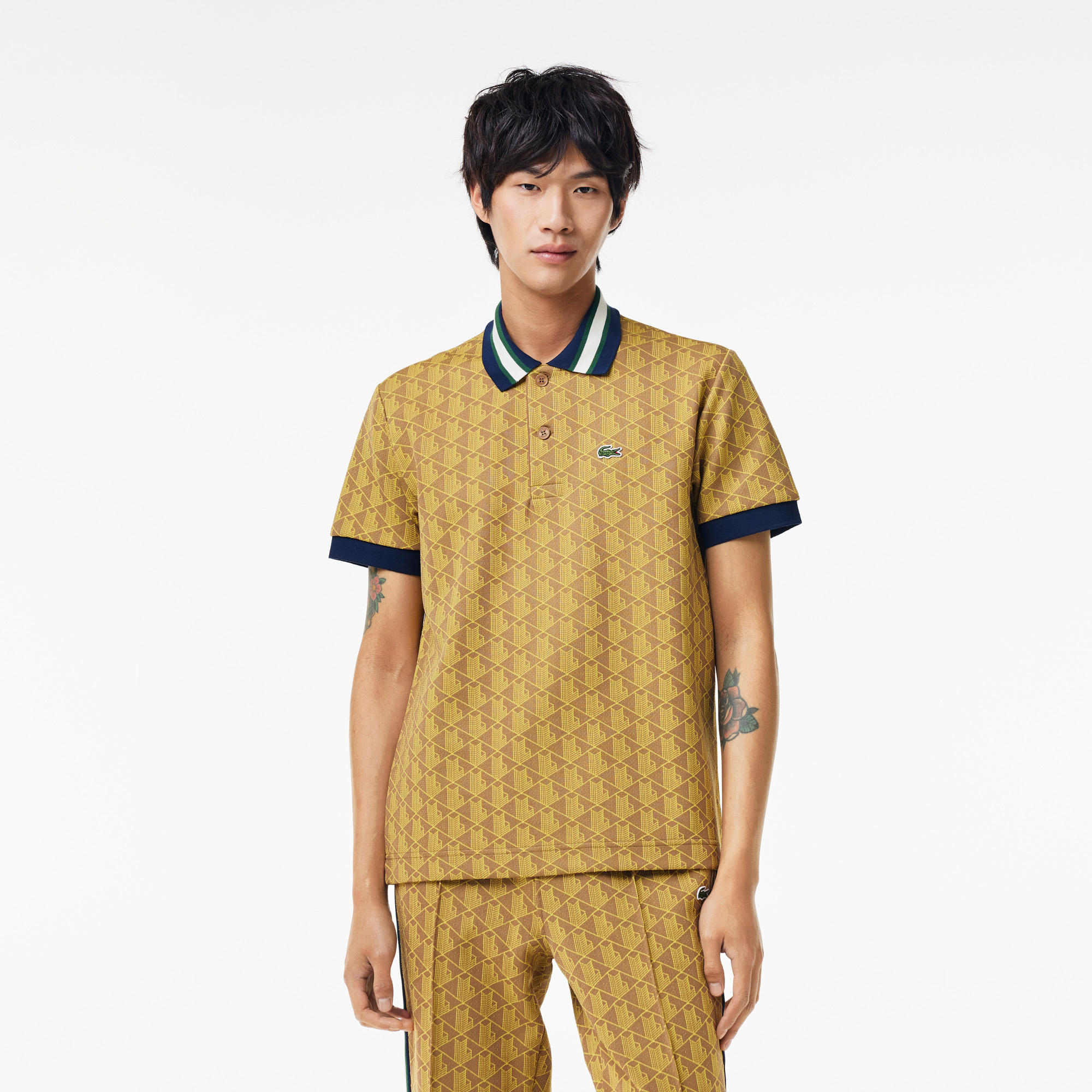 Поло Lacoste с монограммой, желтый, арт. DH1417