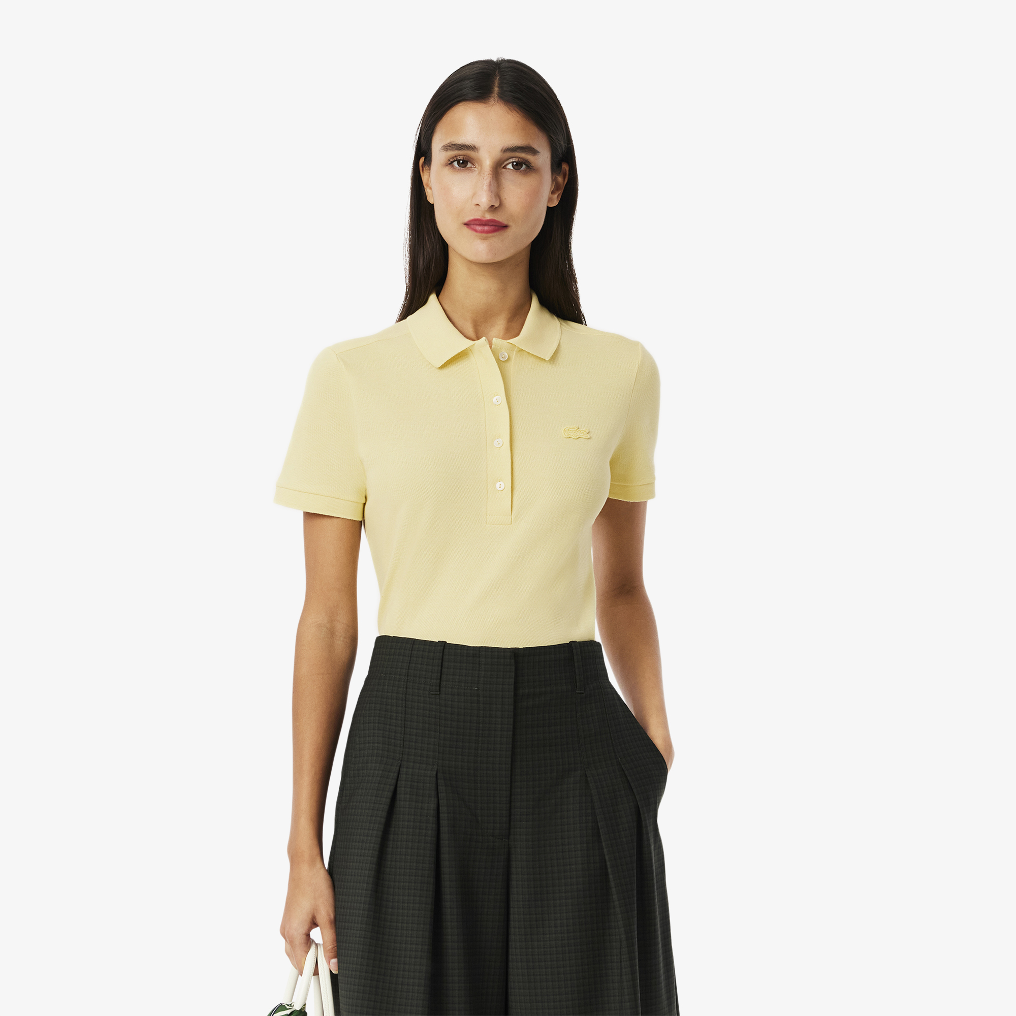 

Женское поло Lacoste приталенного кроя из эластичного хлопка, Жёлтый