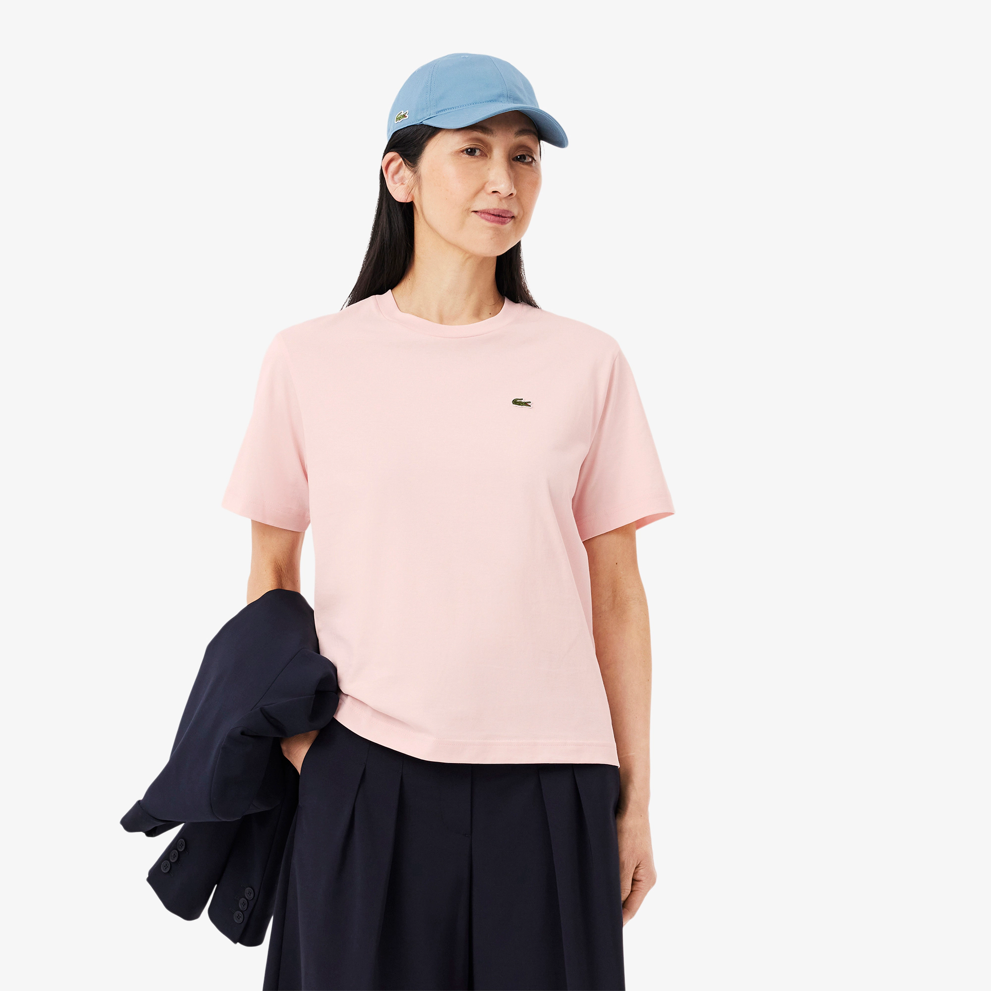 Женская футболка Lacoste Loose Fit из мягкого хлопка, розовый, арт. TF7215