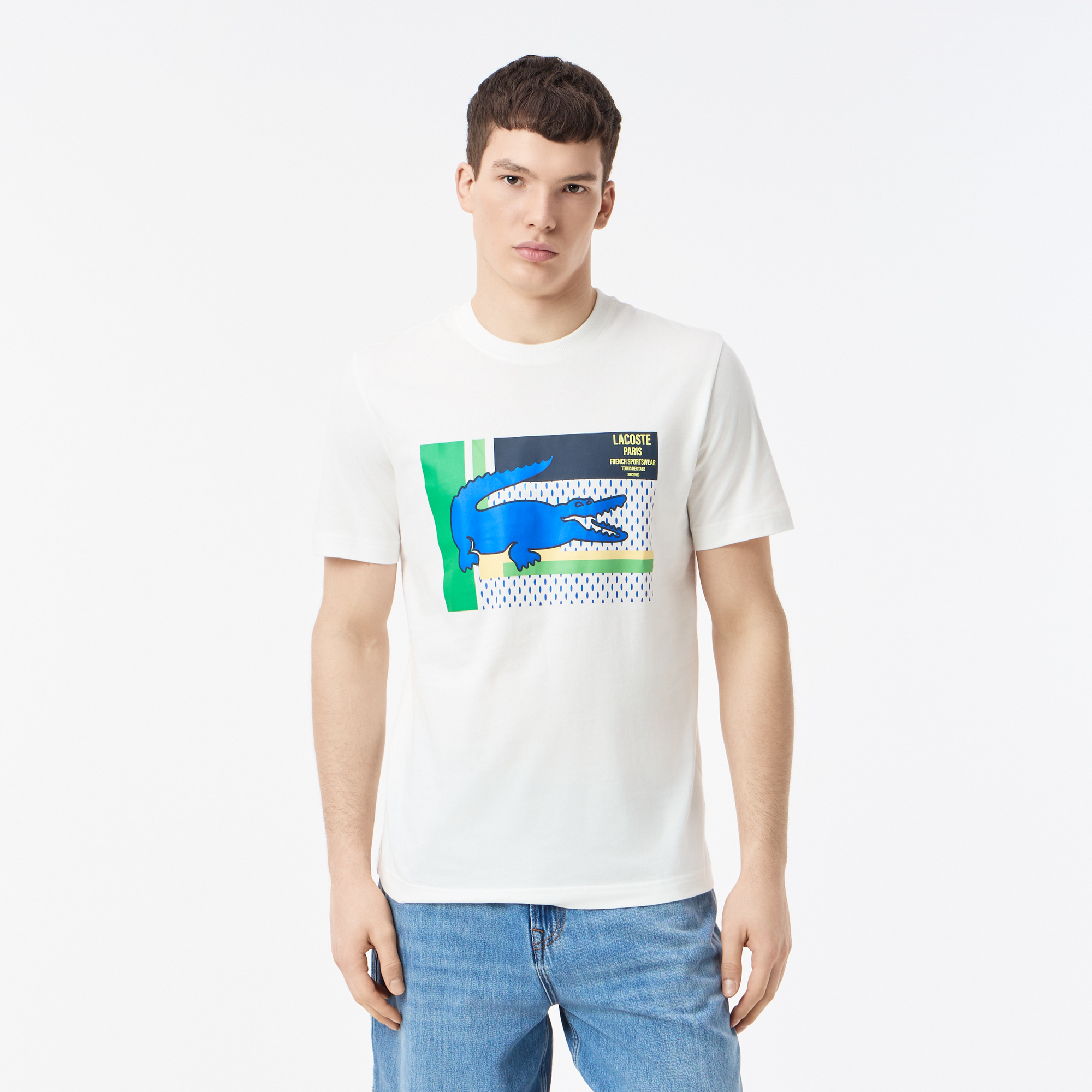 Мужская хлопковая футболка Lacoste, белый, арт. TH0527
