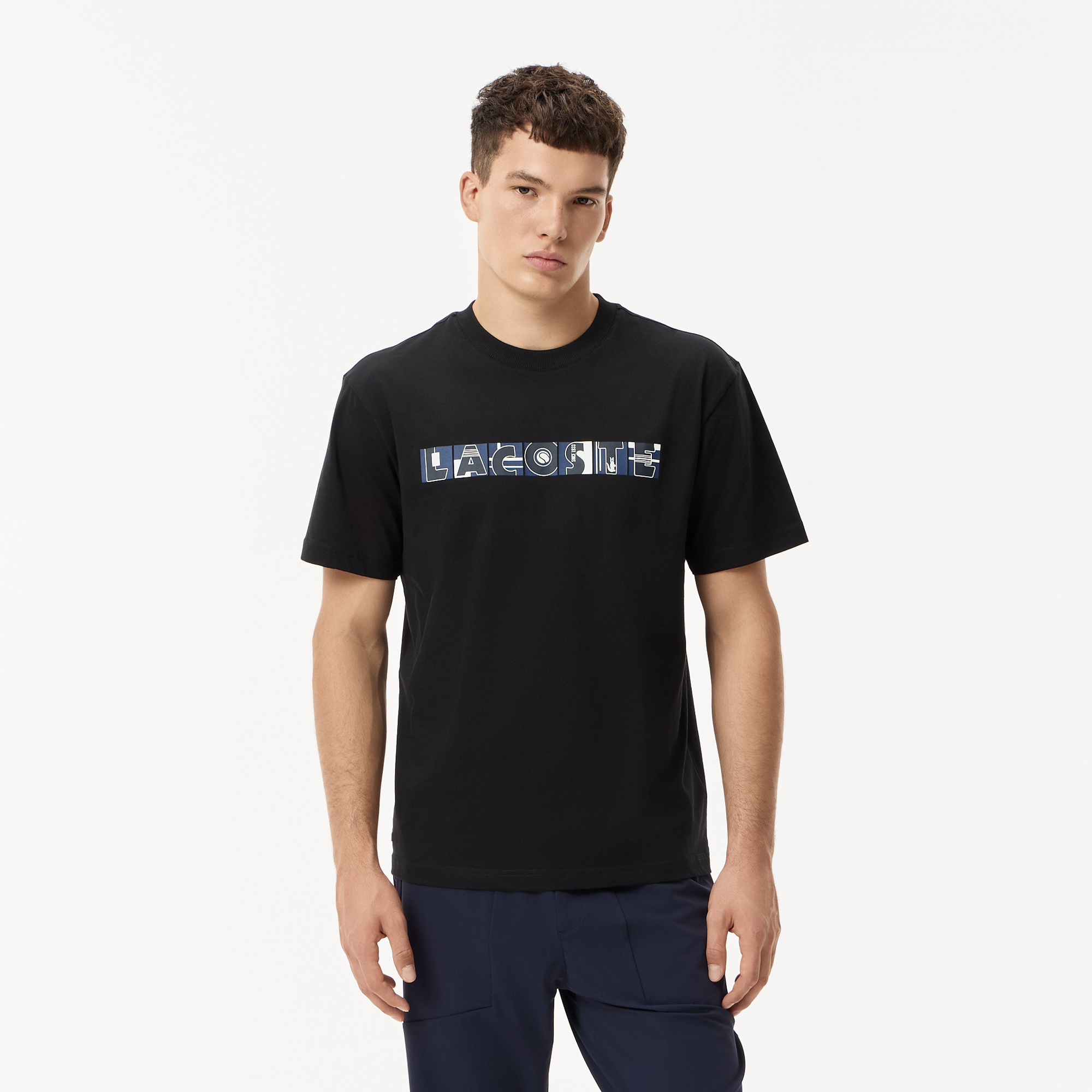 Мужская хлопковая футболка Lacoste Relaxed Fit, черный, арт. TH0417