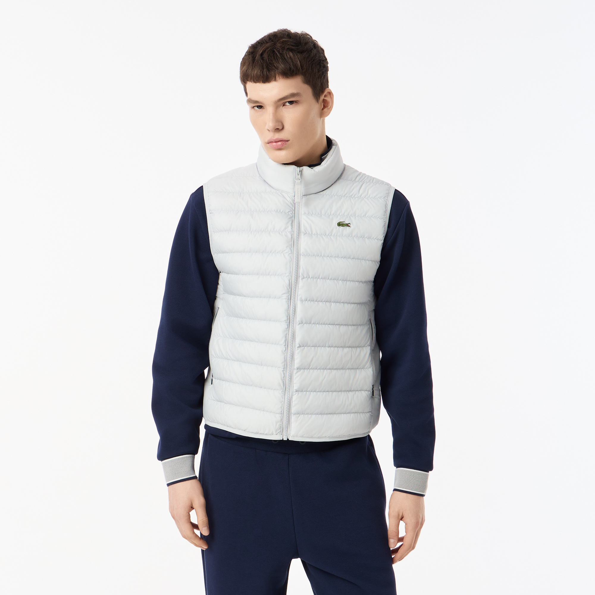 Мужской стёганный жилет Lacoste с высоким воротом, серый, арт. BH2886