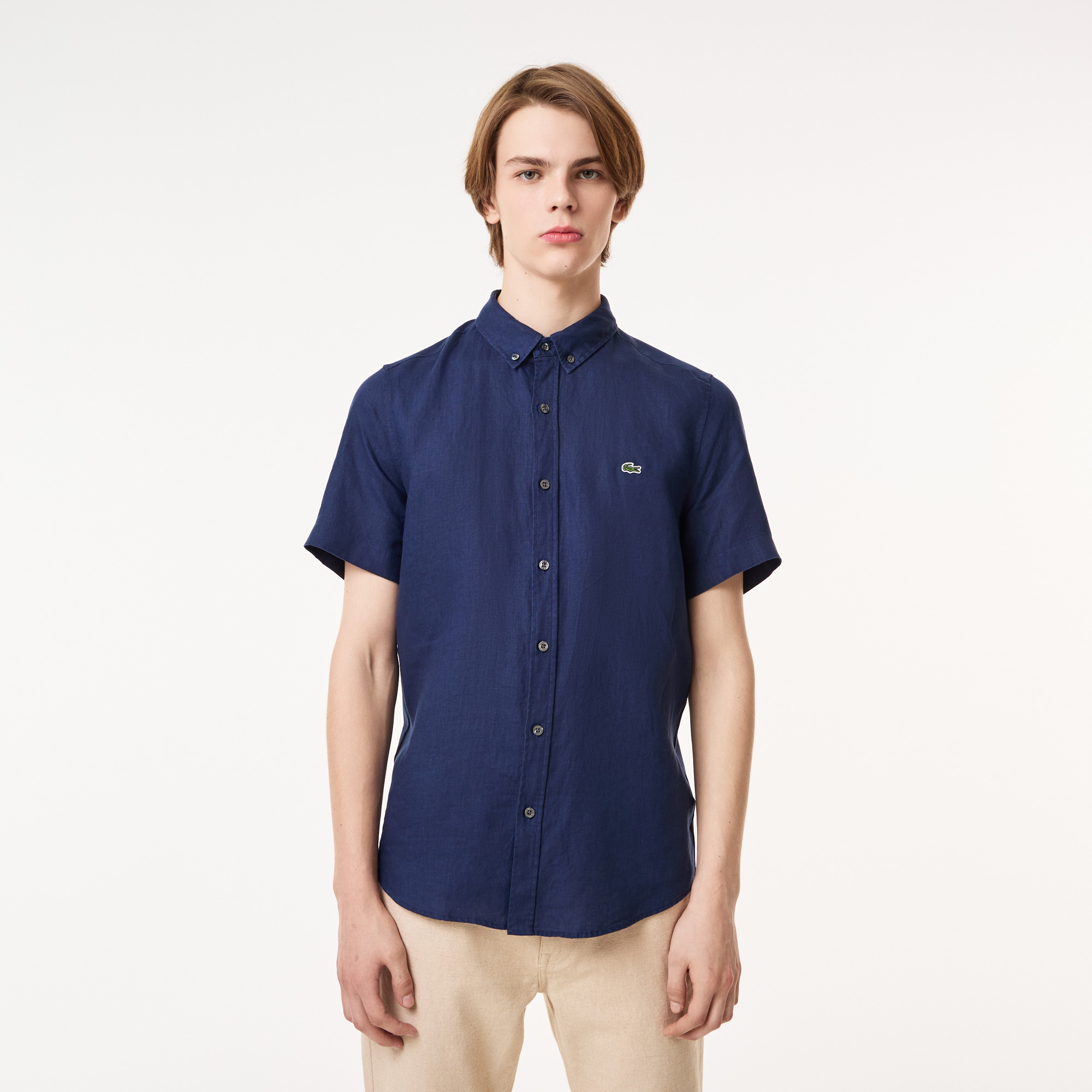 Мужская льняная рубашка Lacoste, синий, арт. CH0426